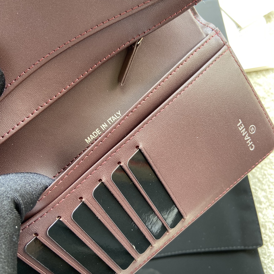 [TOP] CHANEL Wallet Lambskin 18.5×10×2.5cm - Black & GHW/SHW