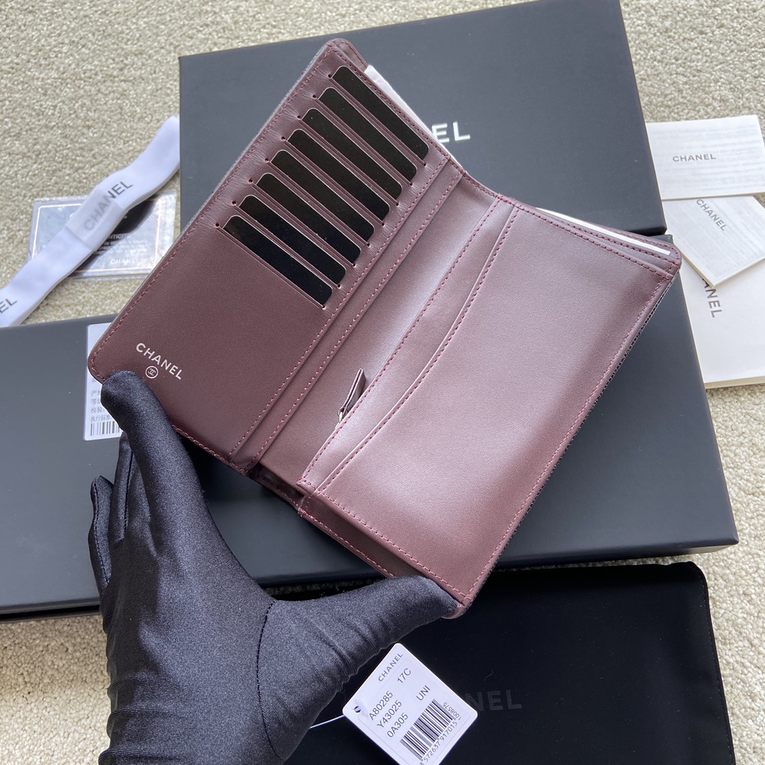 [TOP] CHANEL Wallet Grained Calfskin 18.5×10×2.5cm - Black & GHW/SHW