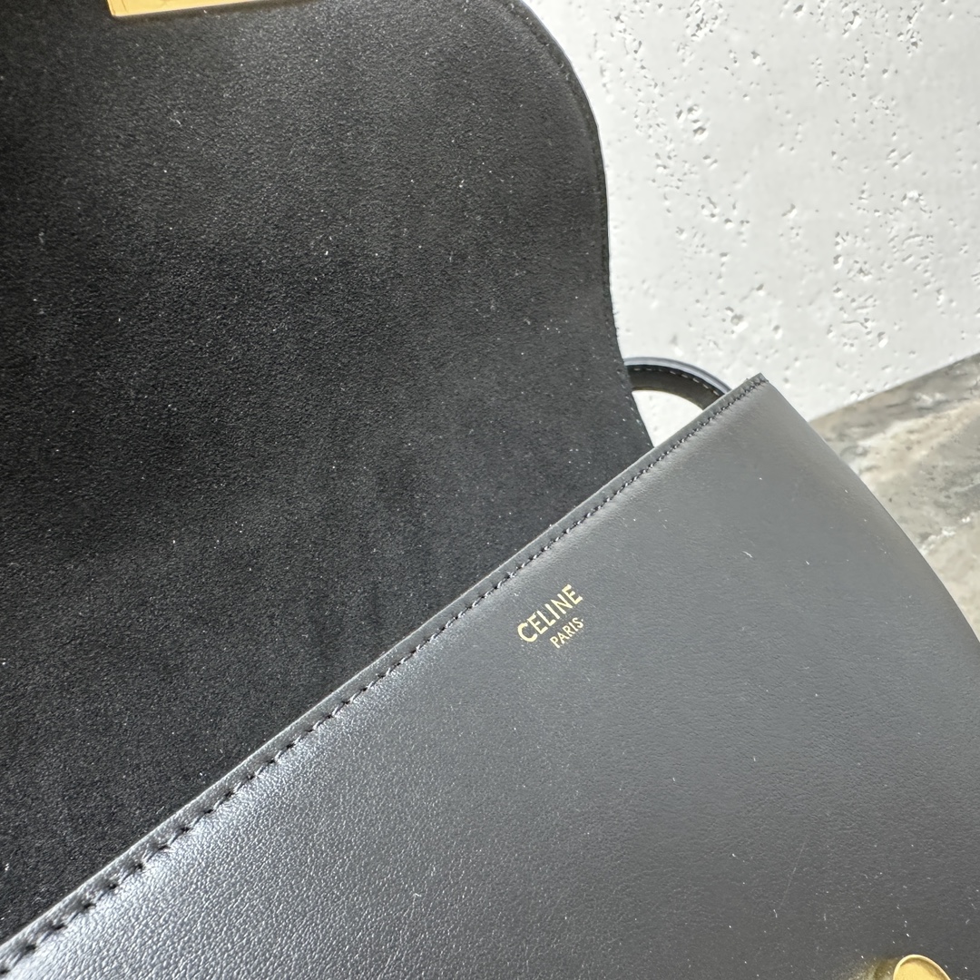 [TOP] CELINE Besace Cuir Triomphe Bag Cow Leather Handbag 23*13.5*6 - Black