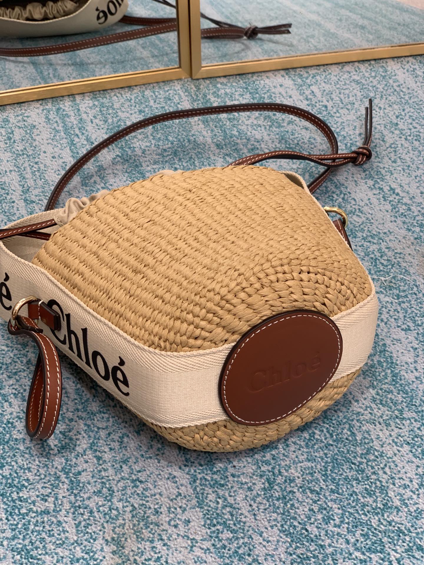 [TOP] Chloe Woody Woven Bucket Bag 17*16*16cm - Beige