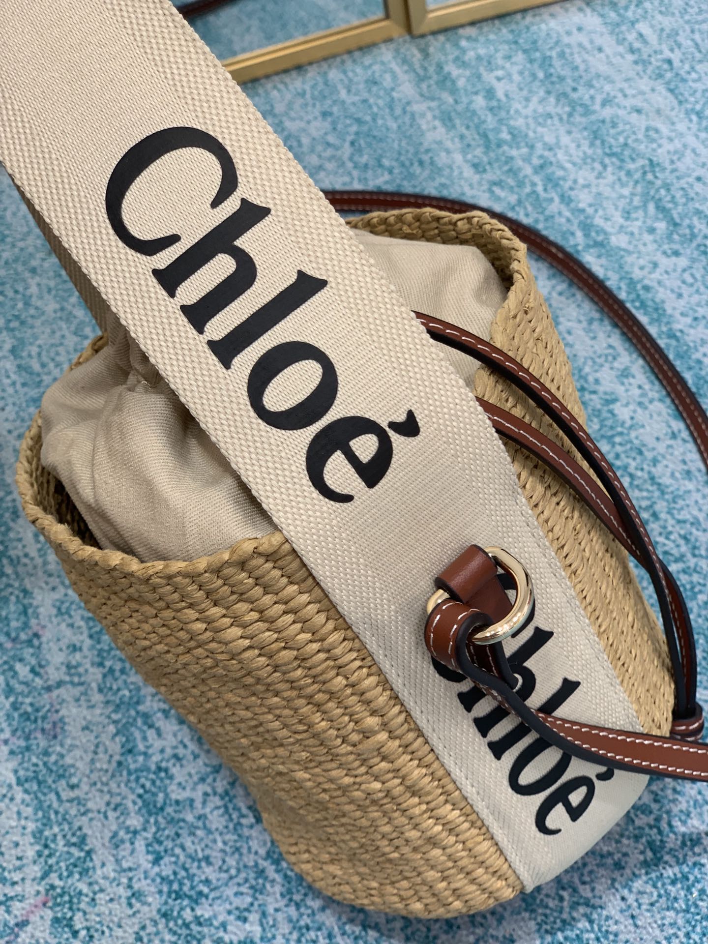 [TOP] Chloe Woody Woven Bucket Bag 17*16*16cm - Beige