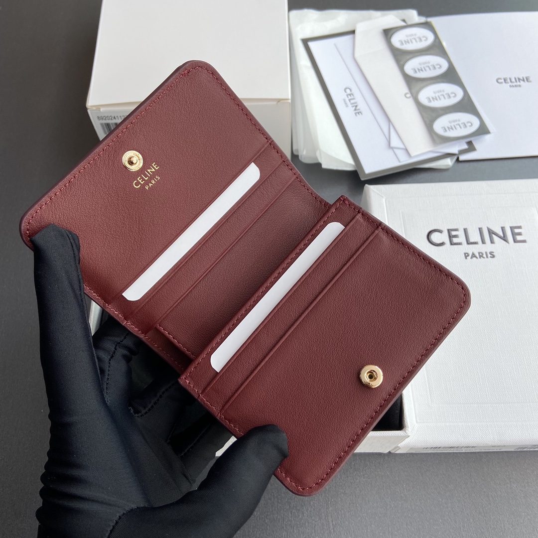 [TOP] CELINE Triomphe Logo Print Wallet 11x9x3cm - 4 Color