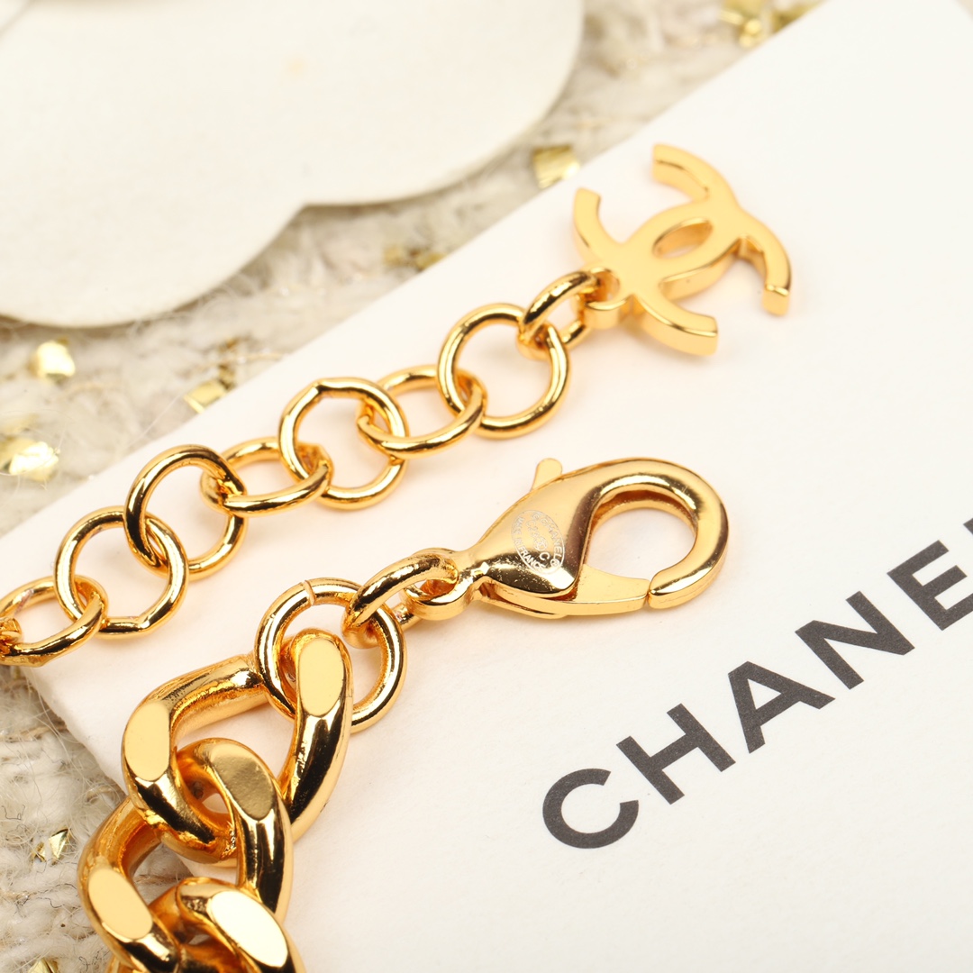 [TOP] CHANEL Drill Chain Bracelet - Gold