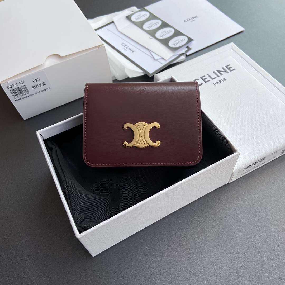 [TOP] CELINE Triomphe Logo Print Wallet 11x9x3cm - 4 Color