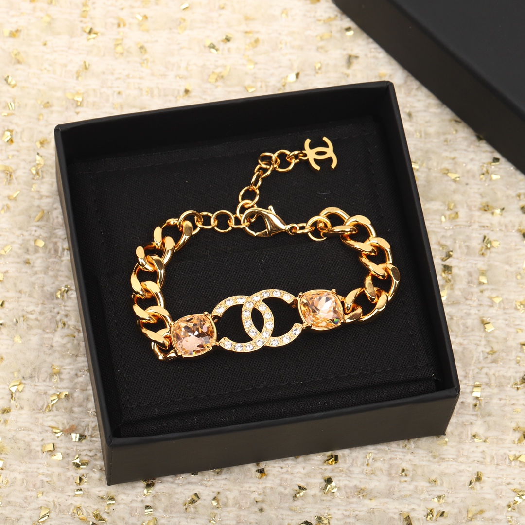 [TOP] CHANEL Drill Chain Bracelet - Gold