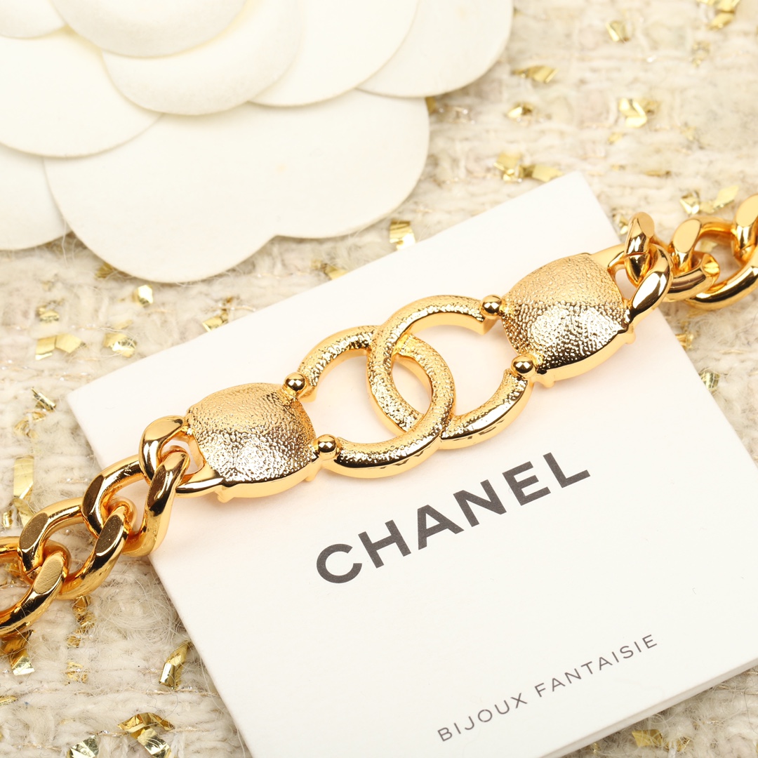 [TOP] CHANEL Drill Chain Bracelet - Gold