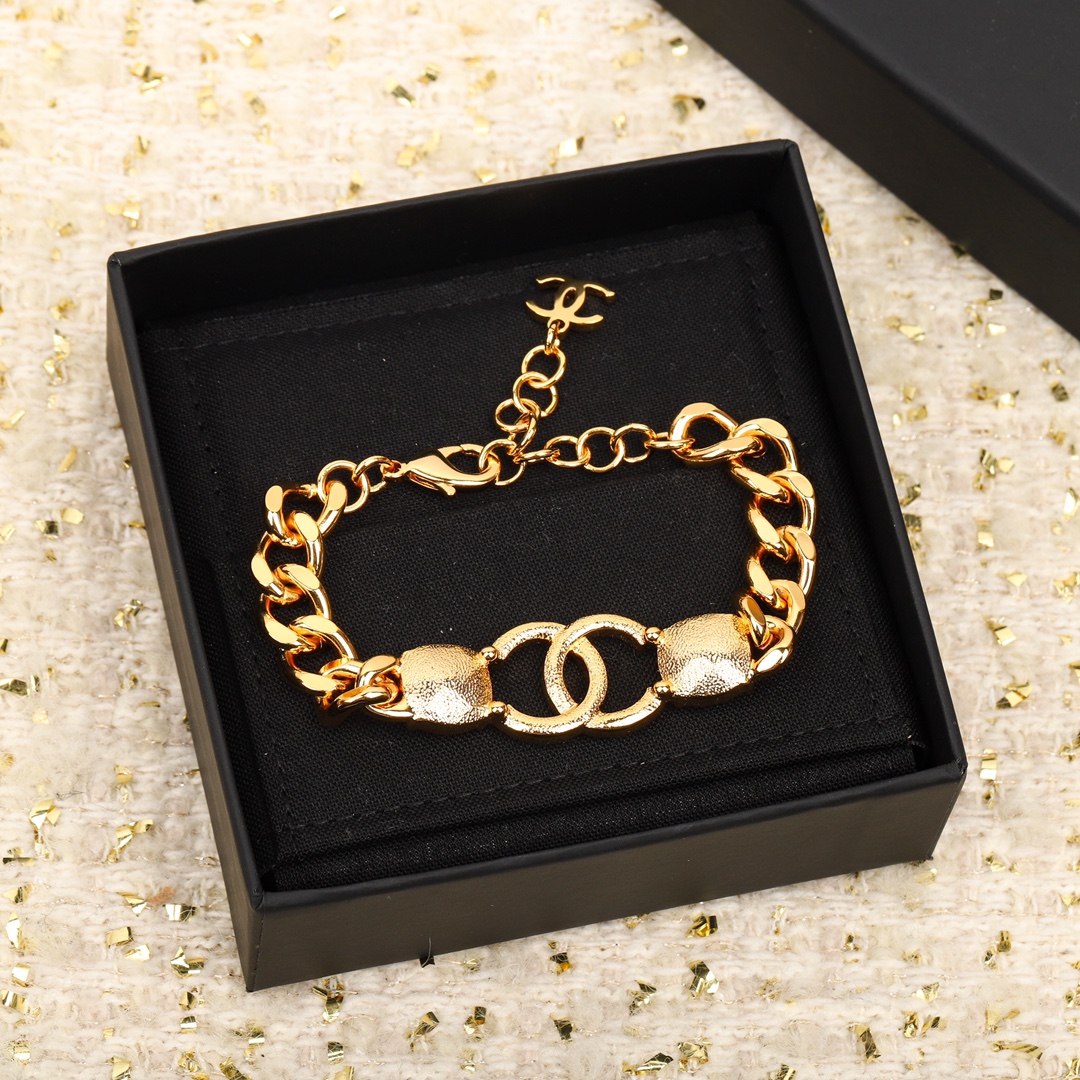 [TOP] CHANEL Drill Chain Bracelet - Gold