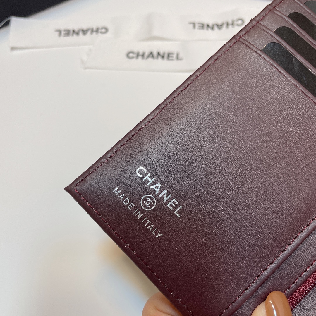 [TOP] CHANEL Card Case 15*3*10cm - GHW&SHW - Black