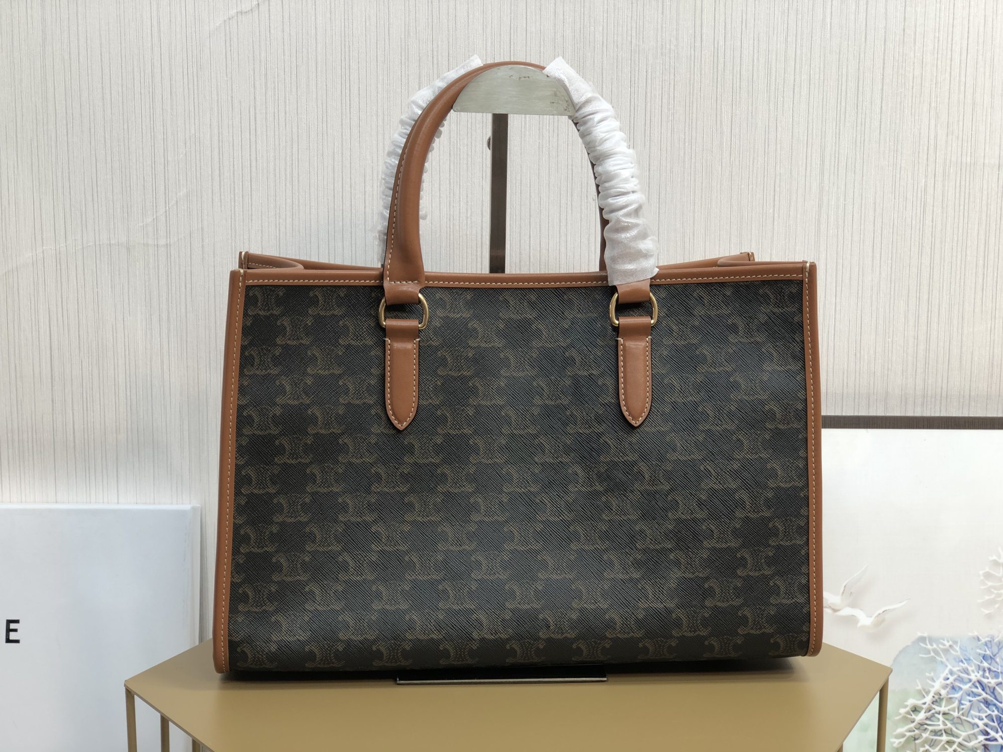 [TOP] CELINE Cabas bag Printed Cow Leather Horizontal Mini Handbag 35*22*7cm - Black&Brown