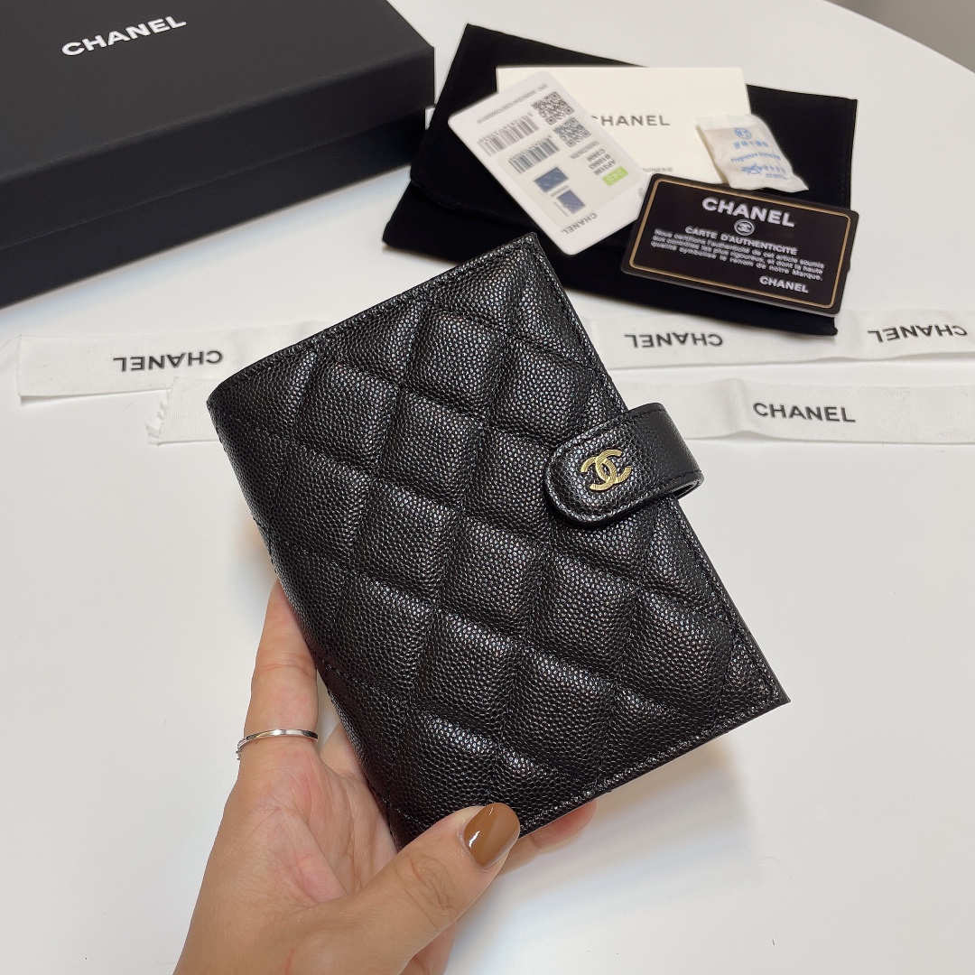 [TOP] CHANEL Card Case 15*3*10cm - GHW&SHW - Black
