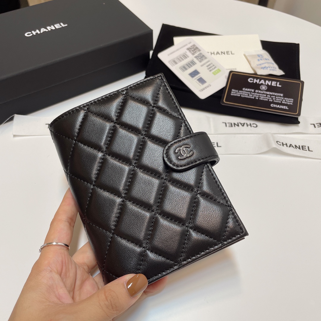 [TOP] CHANEL Card Case 15*3*10cm - GHW&SHW - Black