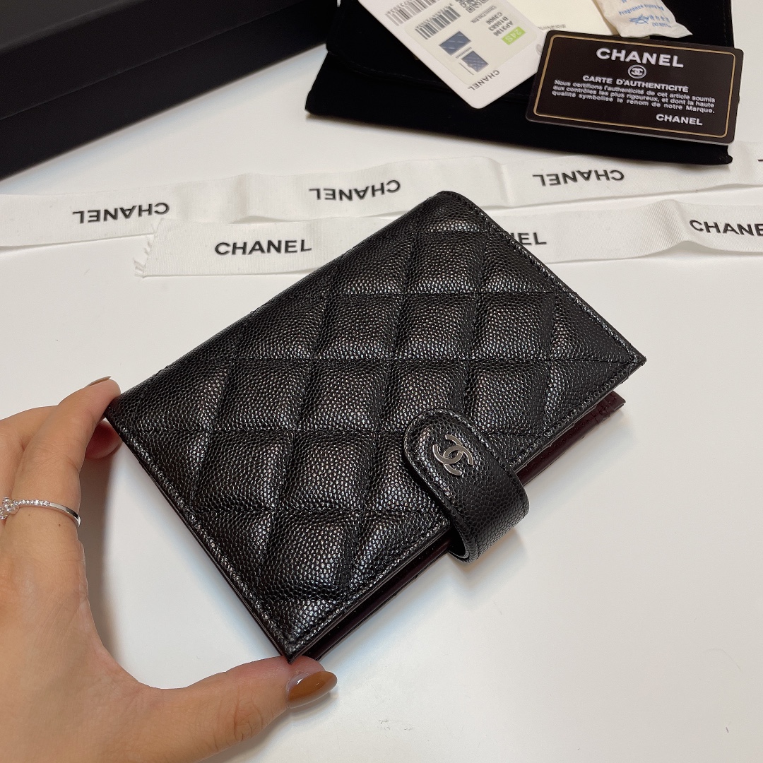 [TOP] CHANEL Card Case 15*3*10cm - GHW&SHW - Black