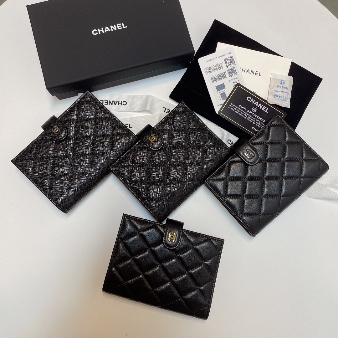 [TOP] CHANEL Card Case 15*3*10cm - GHW&SHW - Black