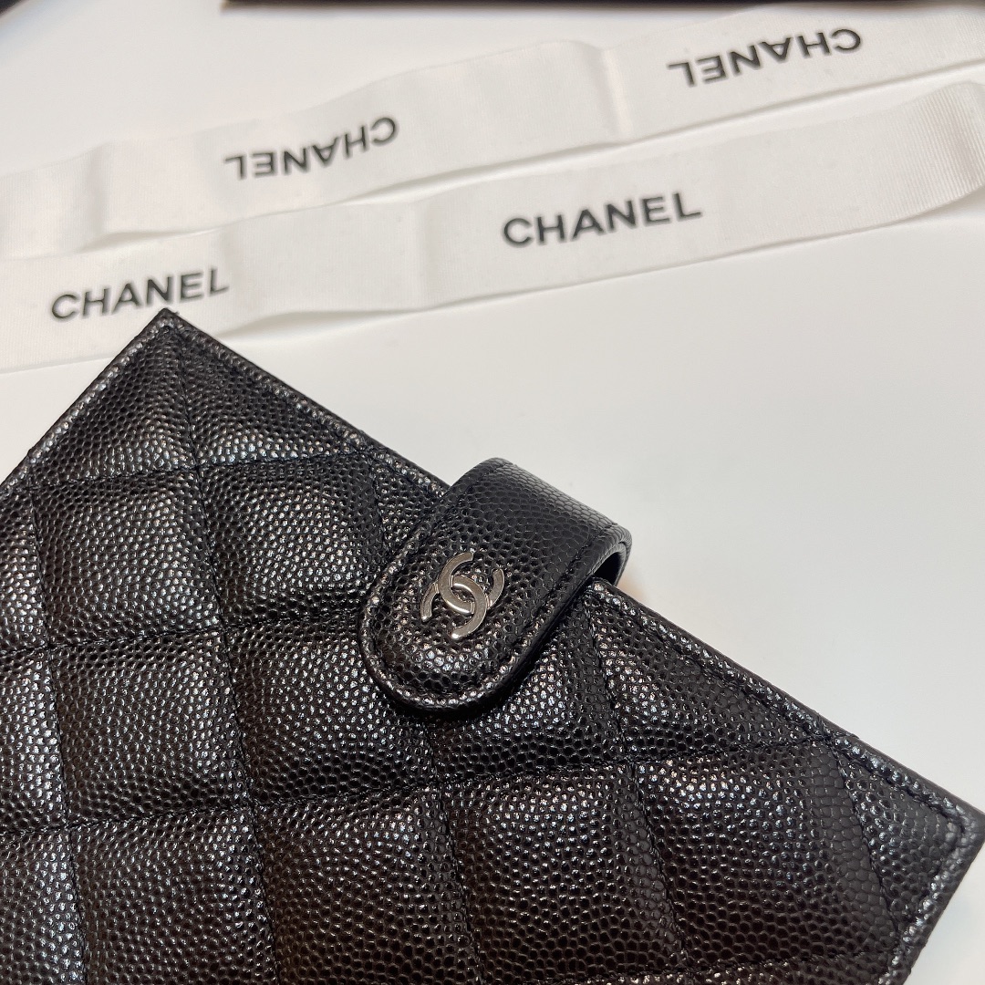 [TOP] CHANEL Card Case 15*3*10cm - GHW&SHW - Black