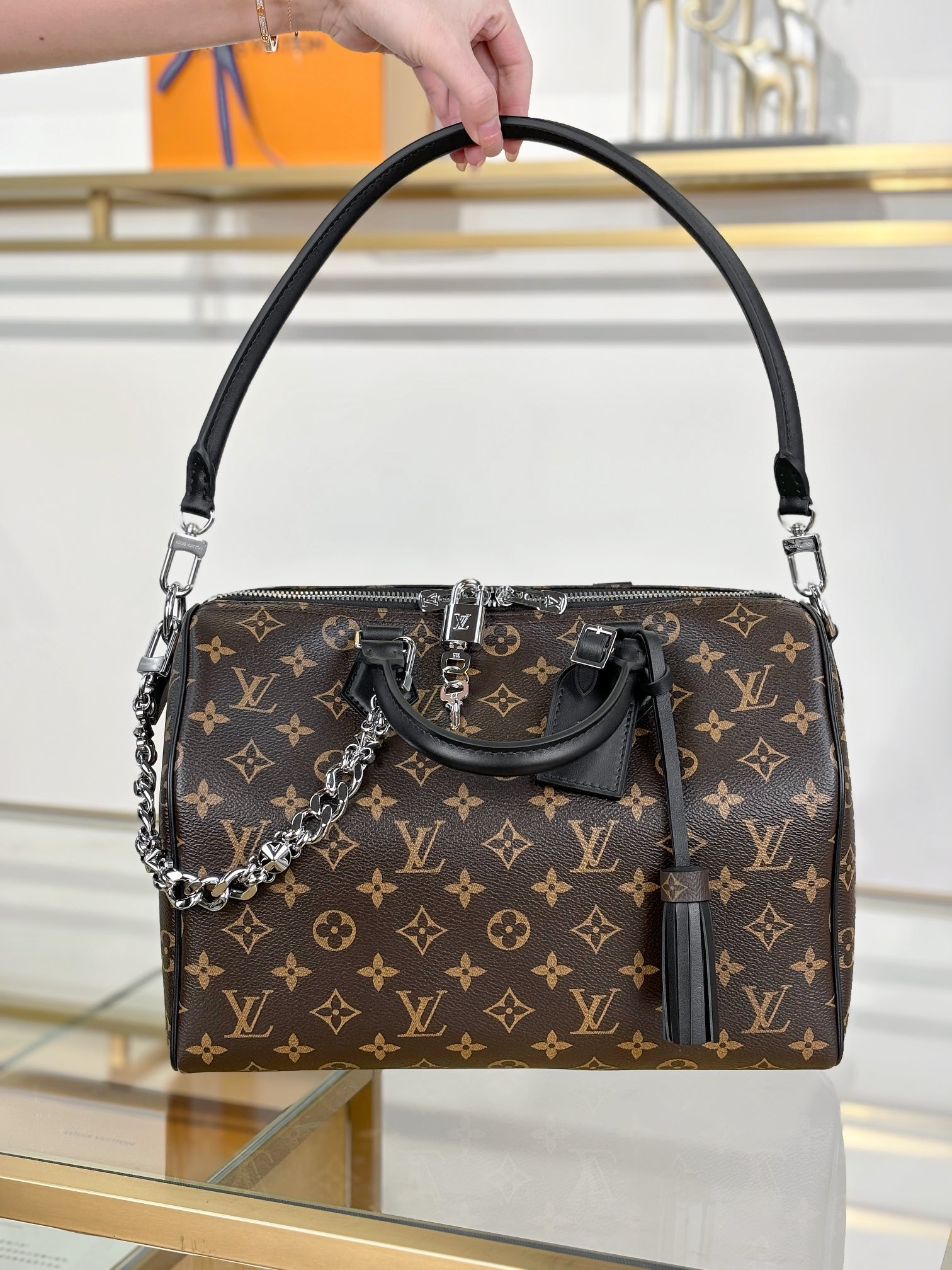 [TOP] Louis Vuitton LV SPEEDY SOFT 30 DARK Bags 30x21x17cm - Brown