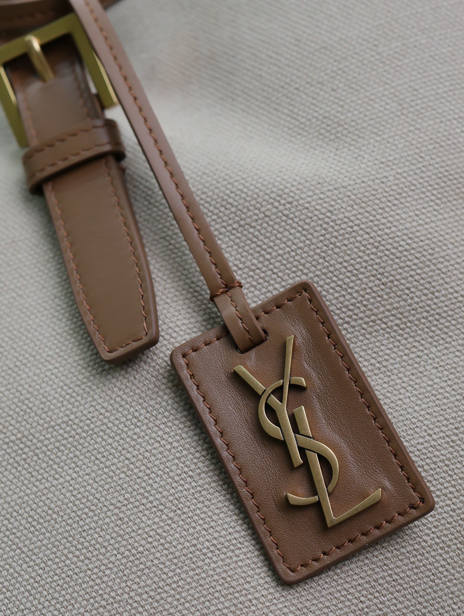 [TOP] Yves Saint Laurent YSL Cabas Bag 25-47×30×25cm - Beige&Brown