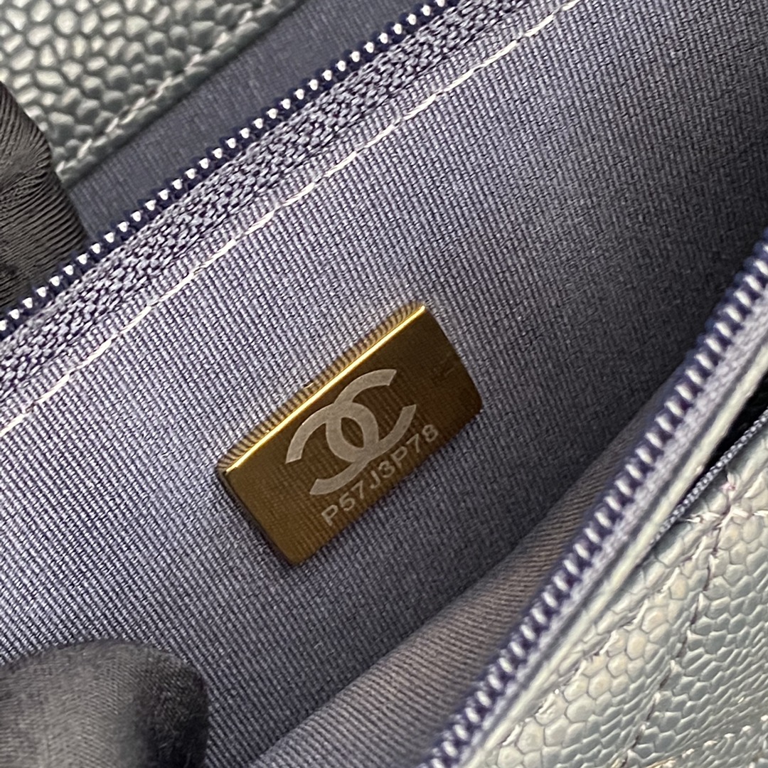 [TOP] CHANEL WOC Grain Cowhide Flap Bag 20×13×3.5cm - Gray & GHW