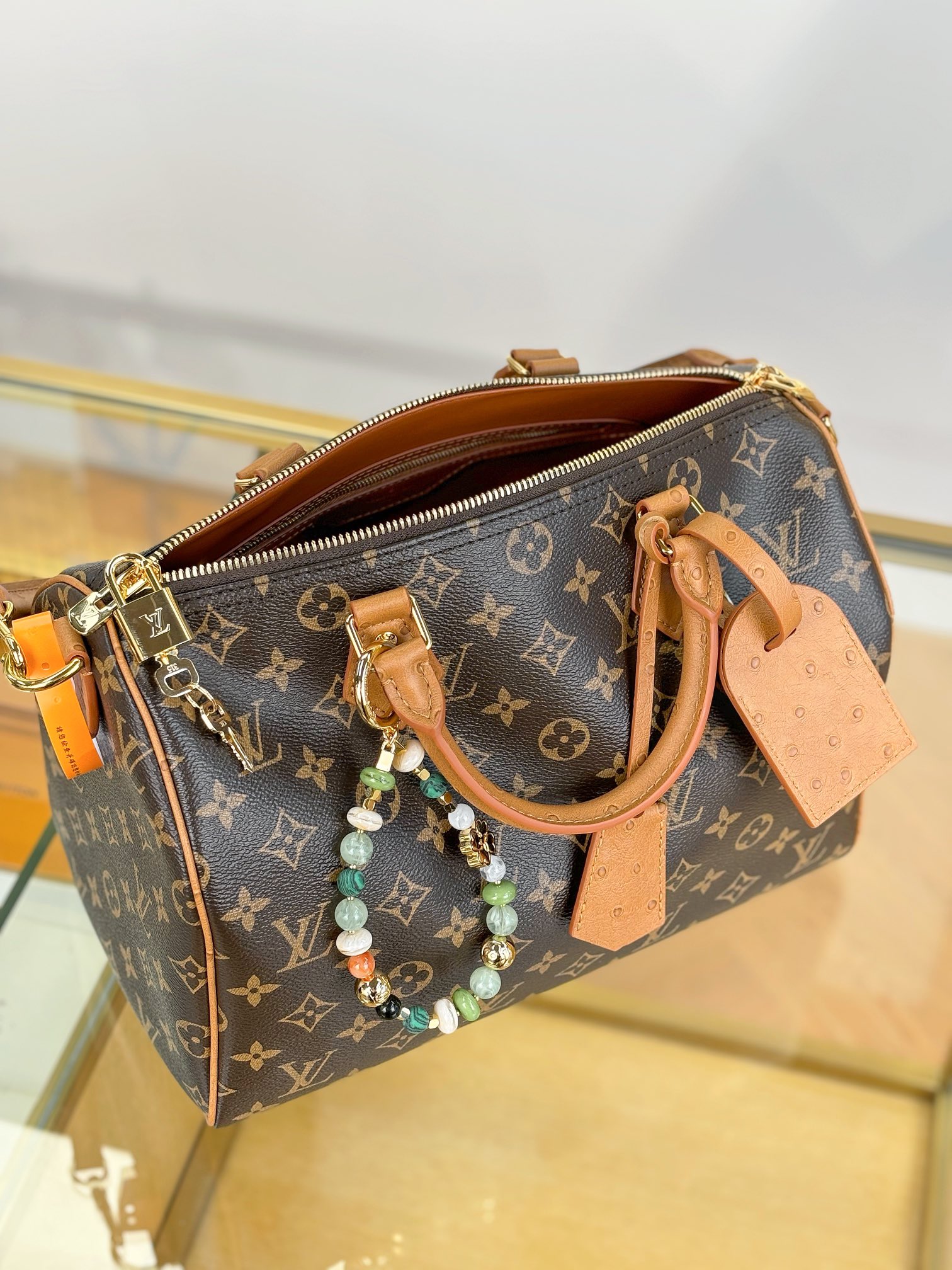 [TOP] Louis Vuitton LV SPEEDY SOFT 30 Bags With Ostrich Leather Handle 30x21x17cm - Brown