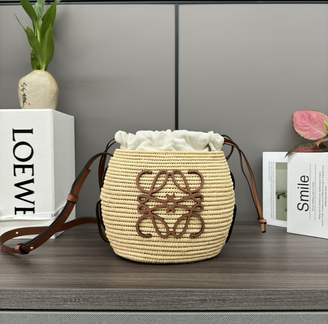 [TOP] LOEWE Cowhide Oneycomb Basket Handbag 22*12*22CM - 2 Colour