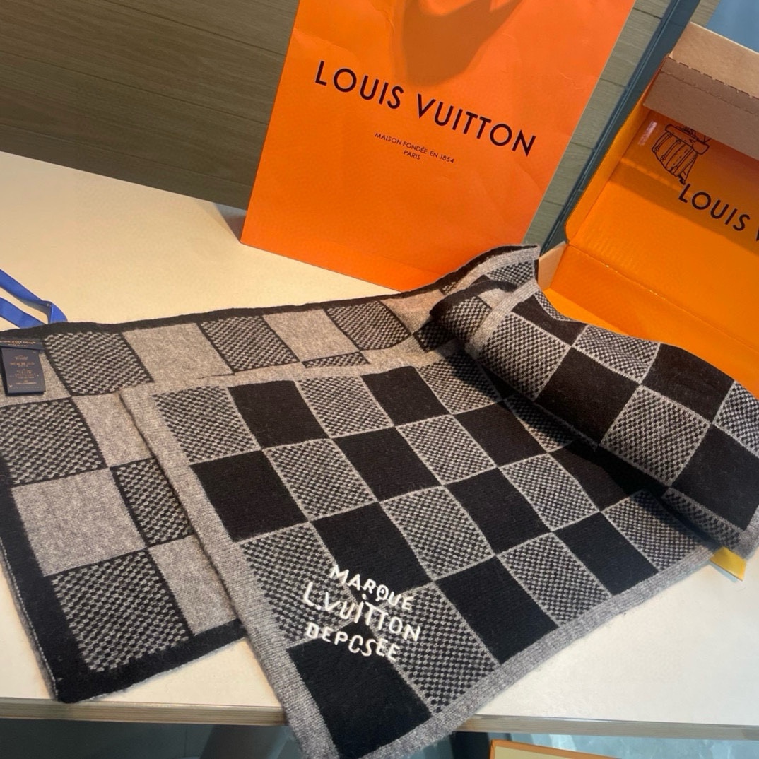 [TOP] Louis Vuitton LV Men's Scarf 25 x 220cm-Black