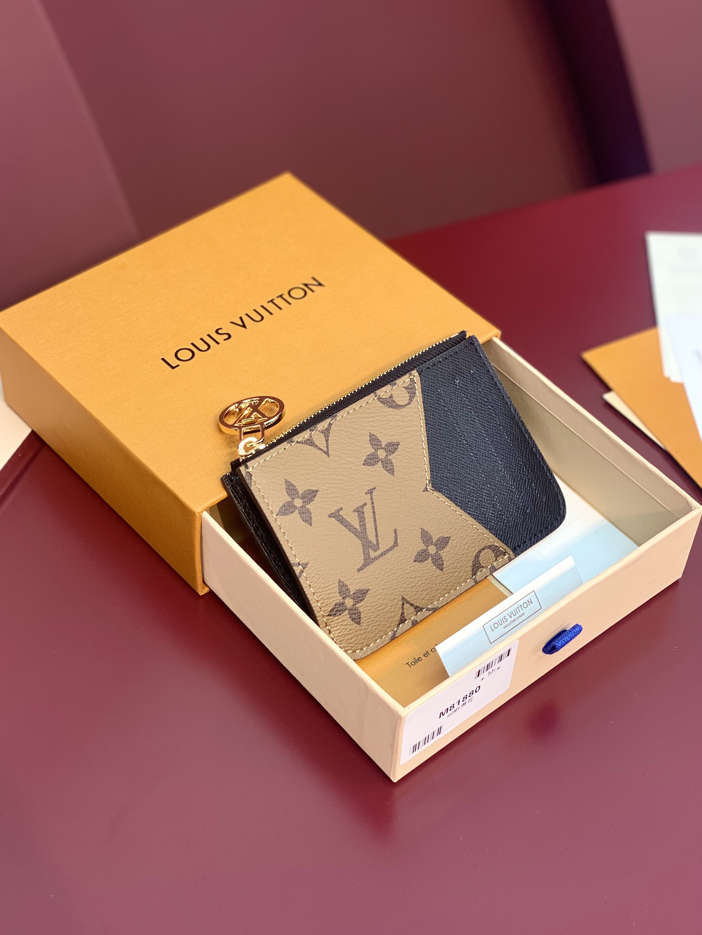 [TOP] Louis Vuitton LV Romy Card Holder Monogram 12x8x0.8cm - Khaki/Black