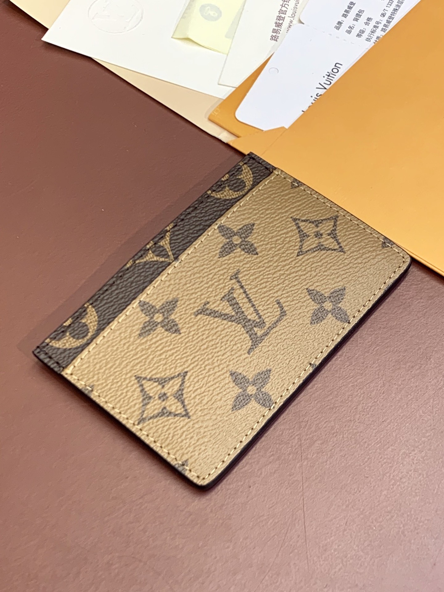 [TOP] Louis Vuitton LV Card Holder Monogram 11x7x0.6cm - Khaki/Brown