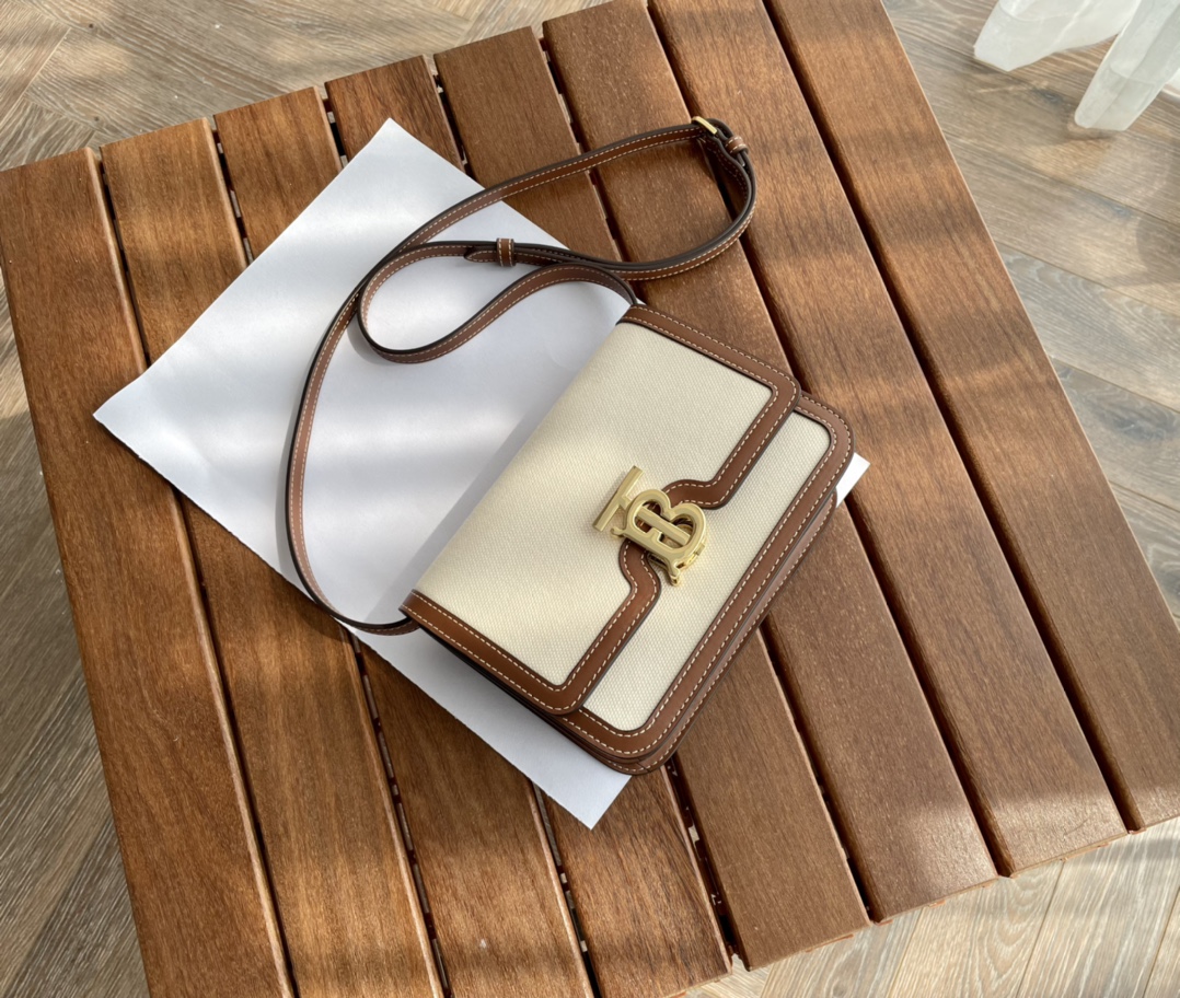 [TOP] BURBERRY TB Collection Bag 21 x 16 x 6 cm - Brown and White