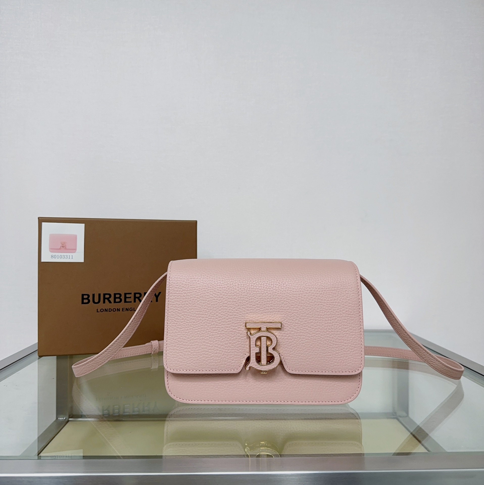 [TOP] BURBERRY Leather TB Collection Bag 21 x 16 x 6 cm - Pink