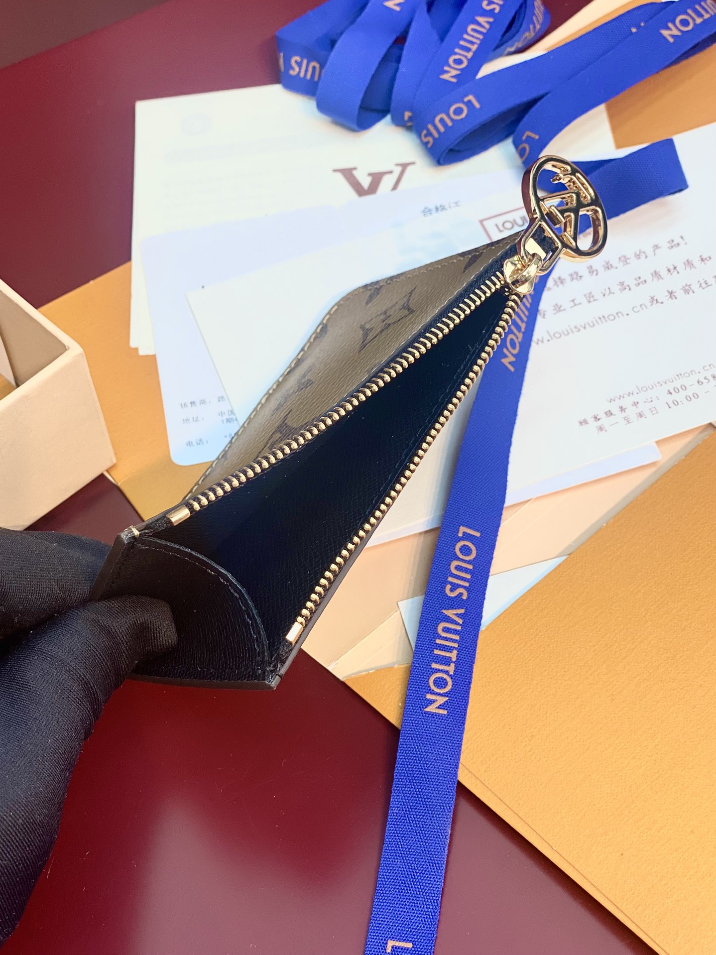 [TOP] Louis Vuitton LV Romy Card Holder Monogram 12x8x0.8cm - Khaki/Black