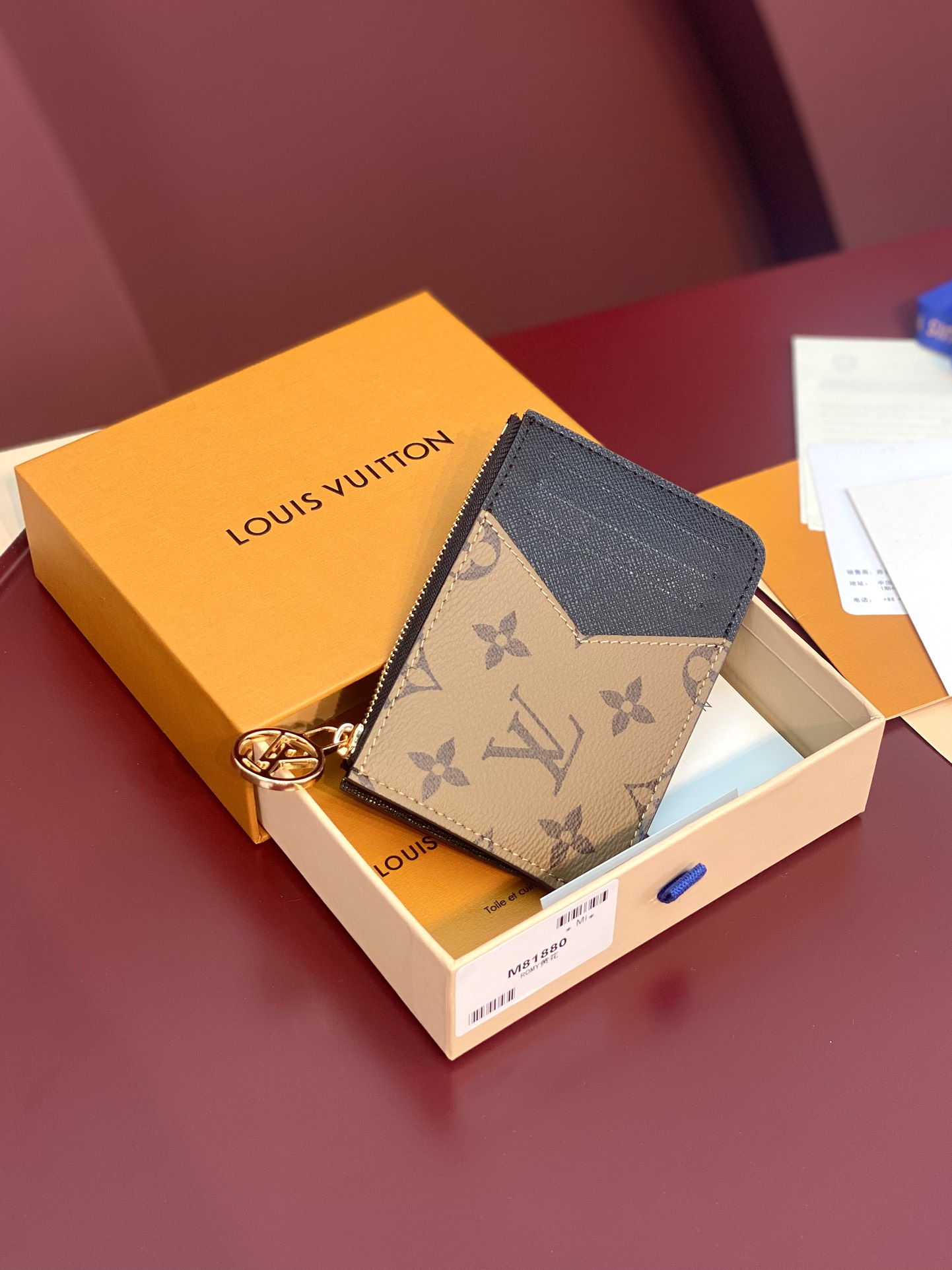 [TOP] Louis Vuitton LV Romy Card Holder Monogram 12x8x0.8cm - Khaki/Black