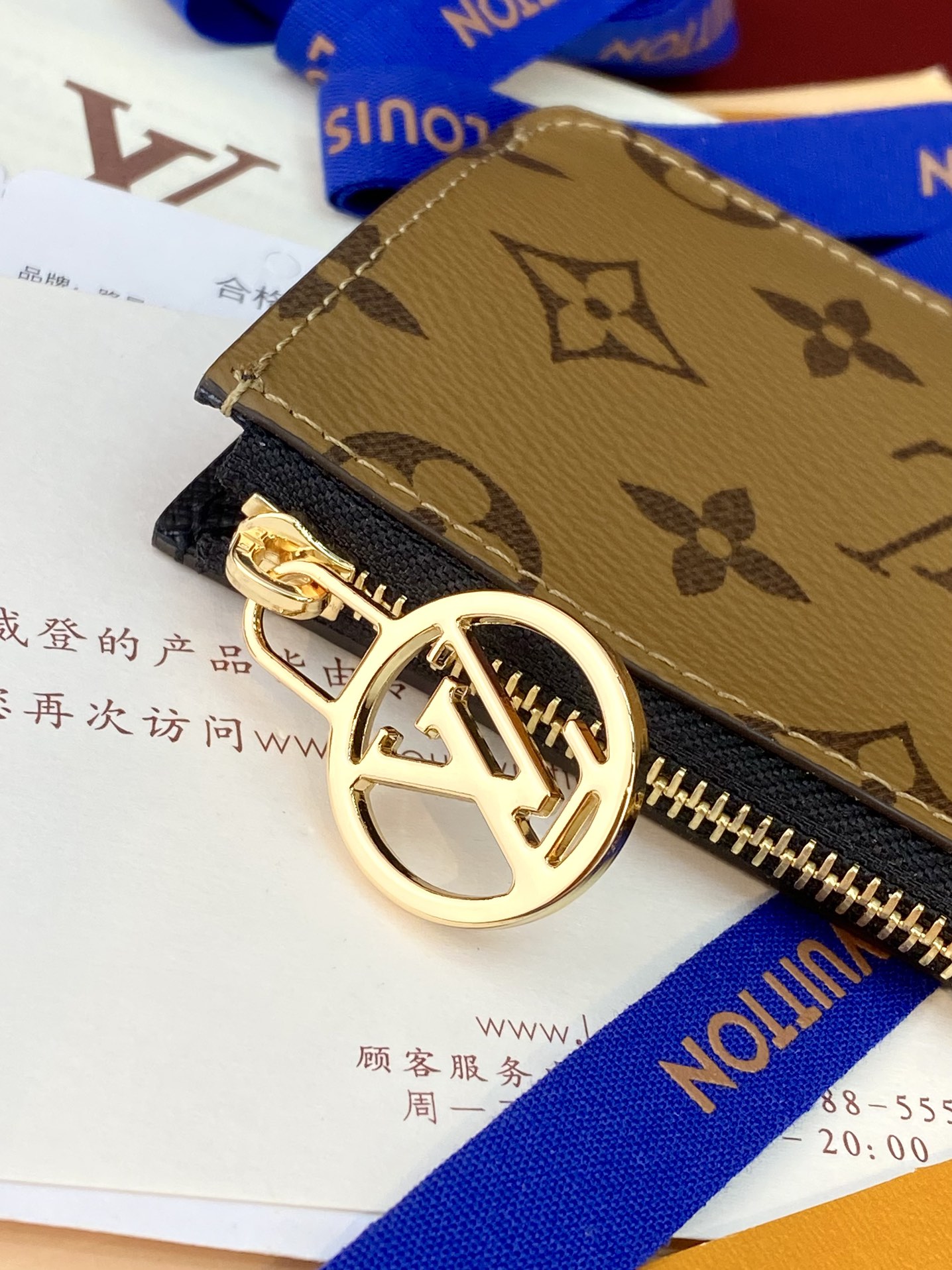 [TOP] Louis Vuitton LV Romy Card Holder Monogram 12x8x0.8cm - Khaki/Black