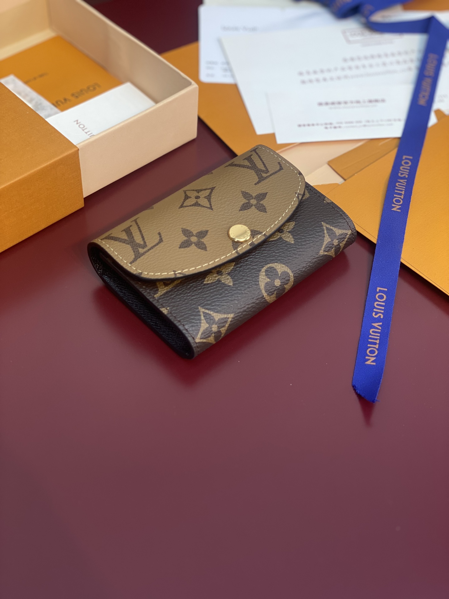 [TOP] Louis Vuitton LV Rosalie Coin Purse Monogram Reverse Canvas 11x8x2.5cm - Khaki/Brown