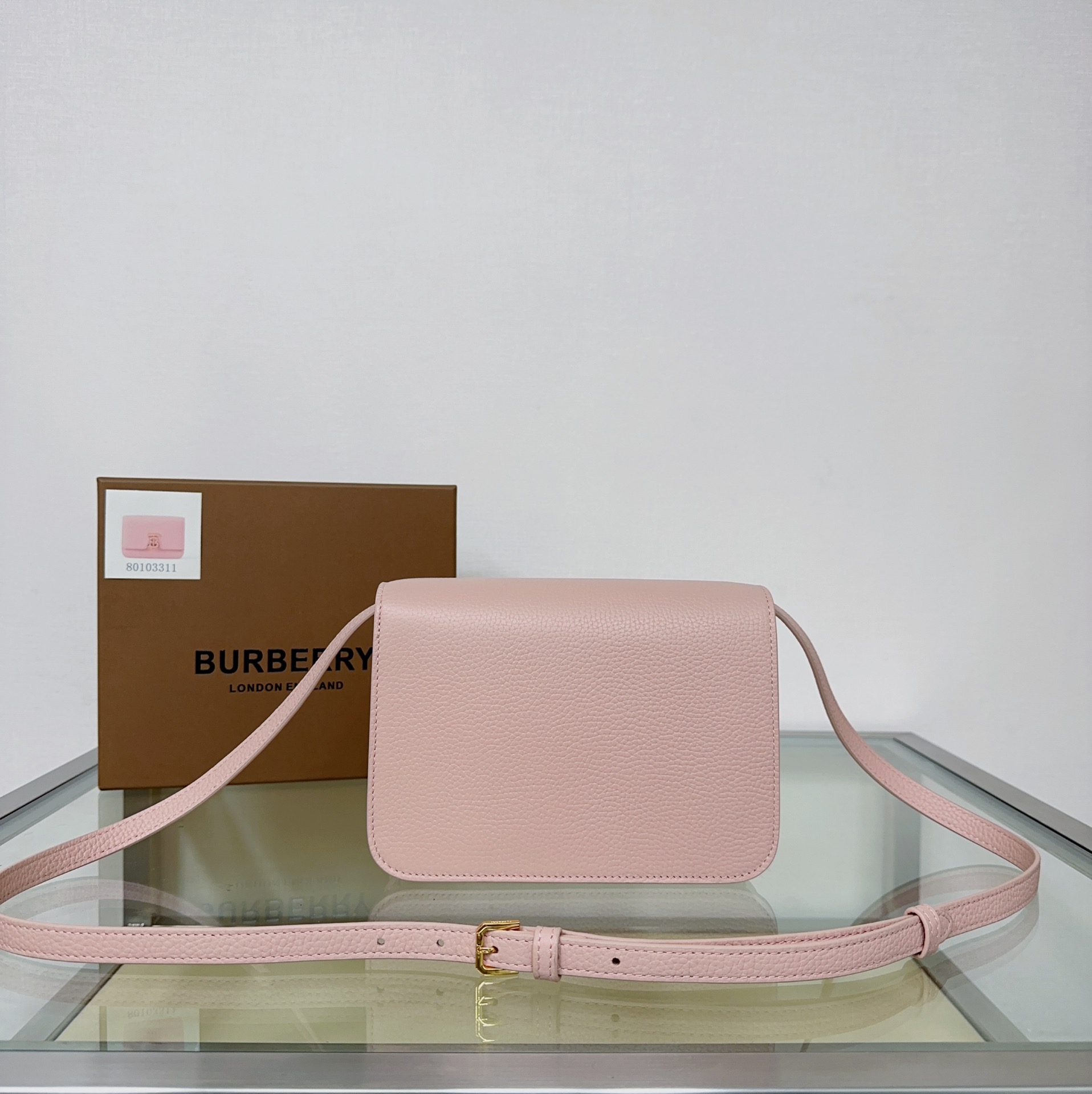 [TOP] BURBERRY Leather TB Collection Bag 21 x 16 x 6 cm - Pink