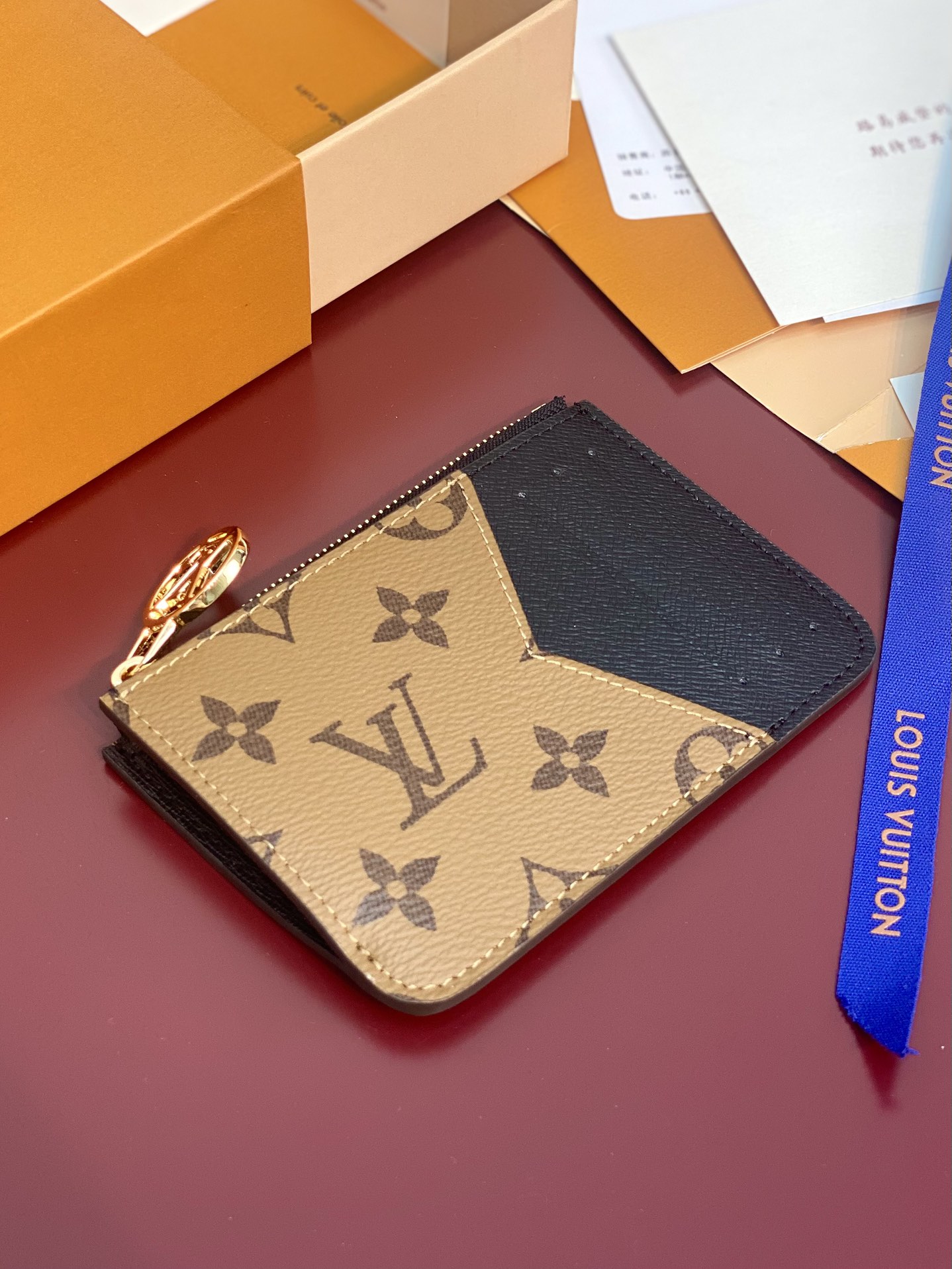 [TOP] Louis Vuitton LV Romy Card Holder Monogram 12x8x0.8cm - Khaki/Black