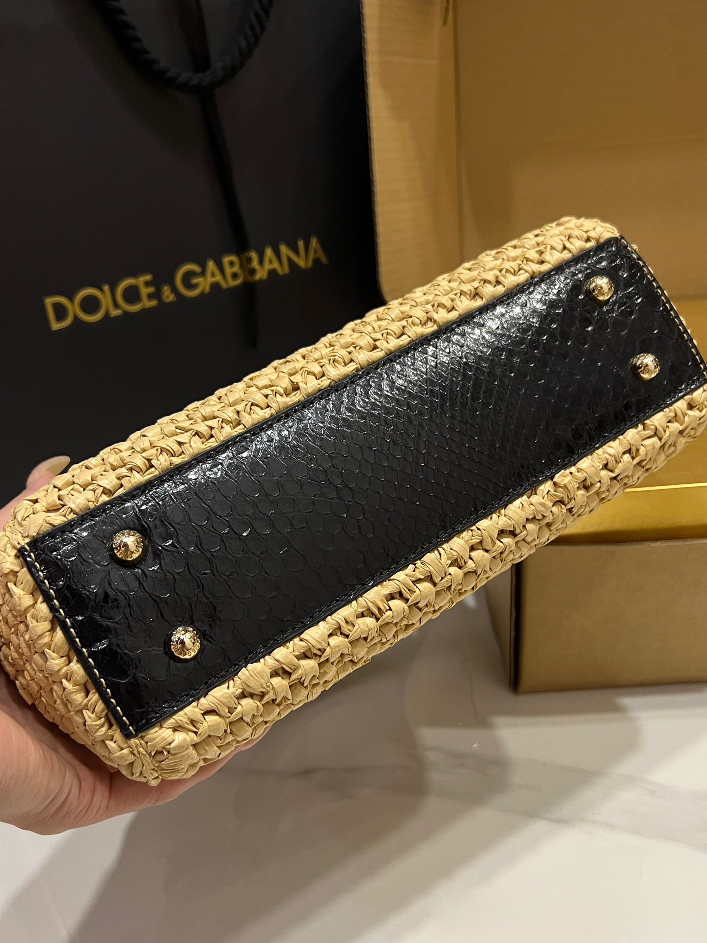 [TOP] Dolce & Gabbana D&G Sicily Bag 19x13x6cm/25x17x9cm - Apricot