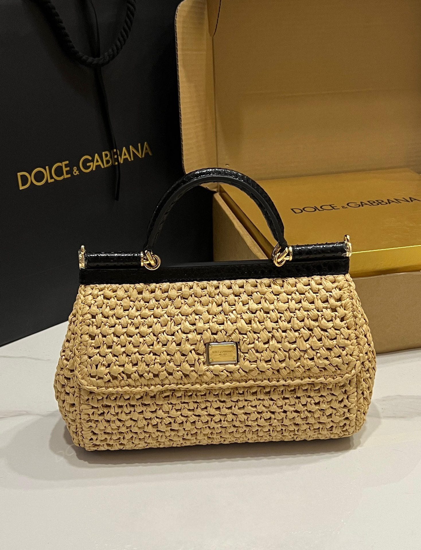 [TOP] Dolce & Gabbana D&G Sicily Bag 19x13x6cm/25x17x9cm - Apricot