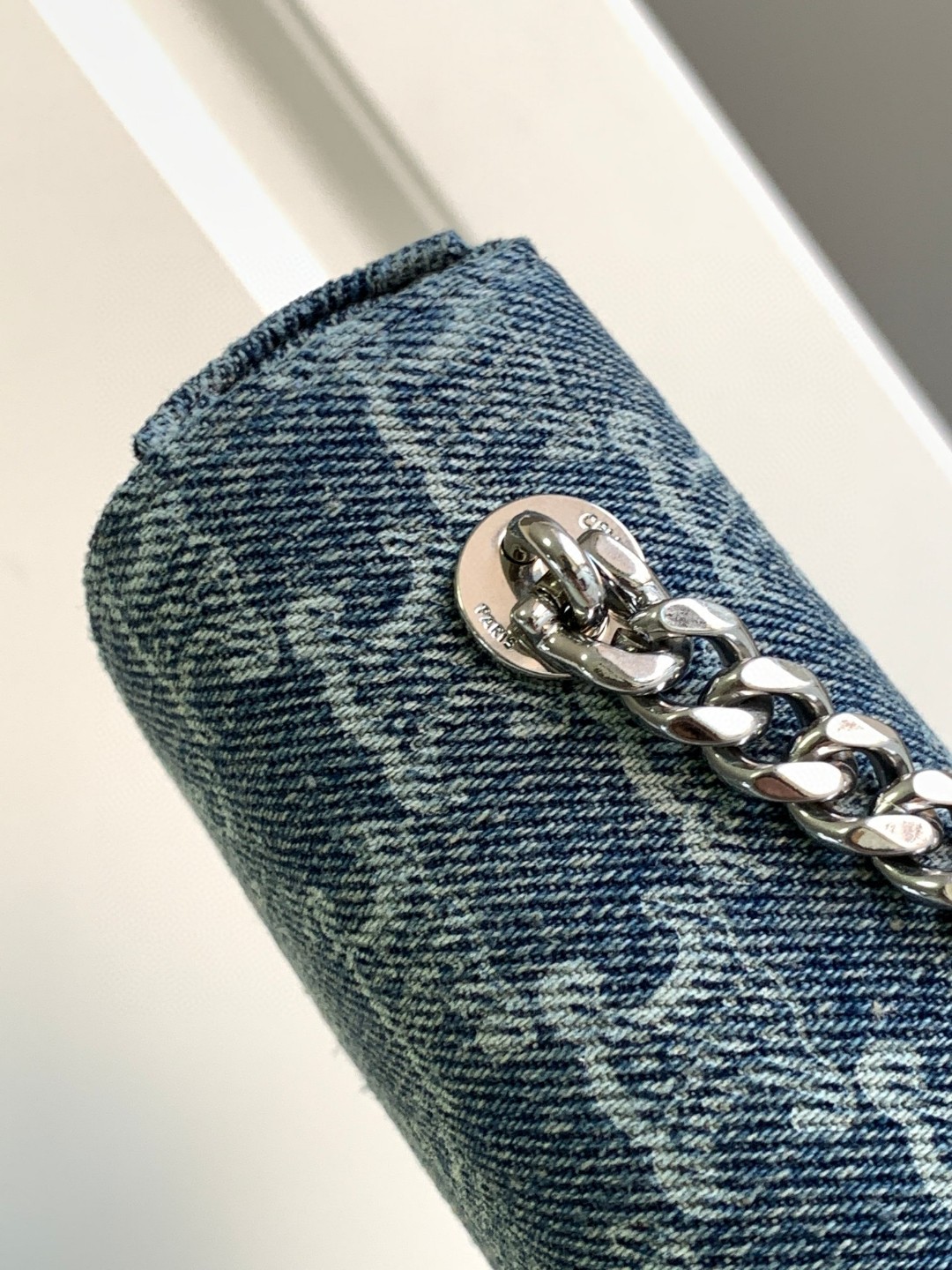 [TOP] CELINE Triomphe Bag Denim Chain Bag 20.5*10.5*4cm - Blue