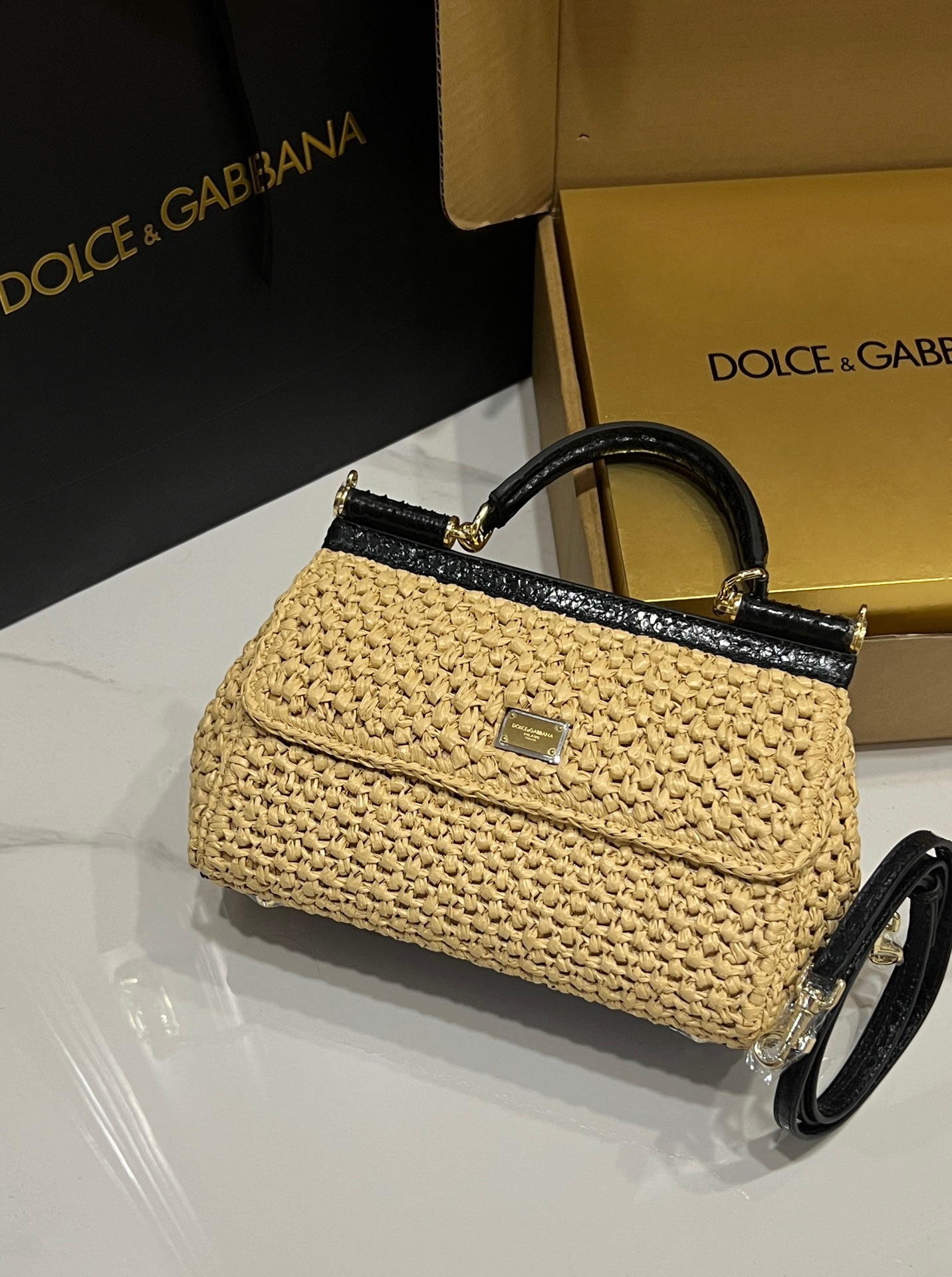 [TOP] Dolce & Gabbana D&G Sicily Bag 19x13x6cm/25x17x9cm - Apricot
