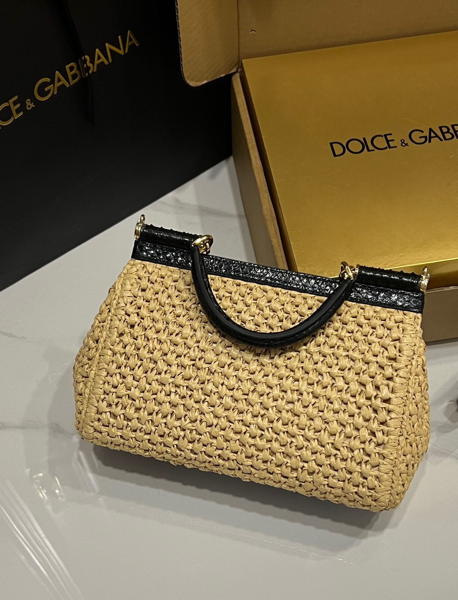 [TOP] Dolce & Gabbana D&G Sicily Bag 19x13x6cm/25x17x9cm - Apricot