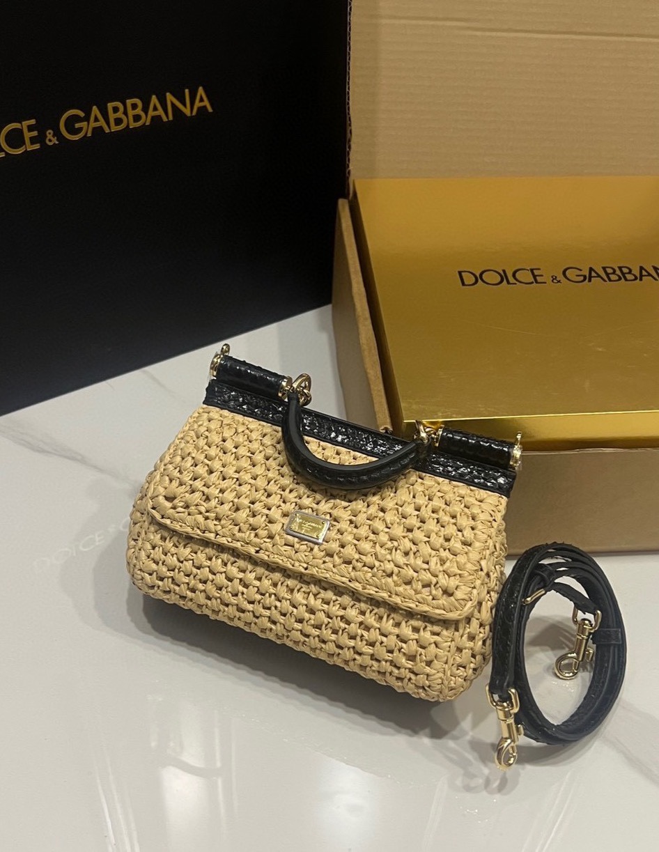 [TOP] Dolce & Gabbana D&G Sicily Bag 19x13x6cm/25x17x9cm - Apricot