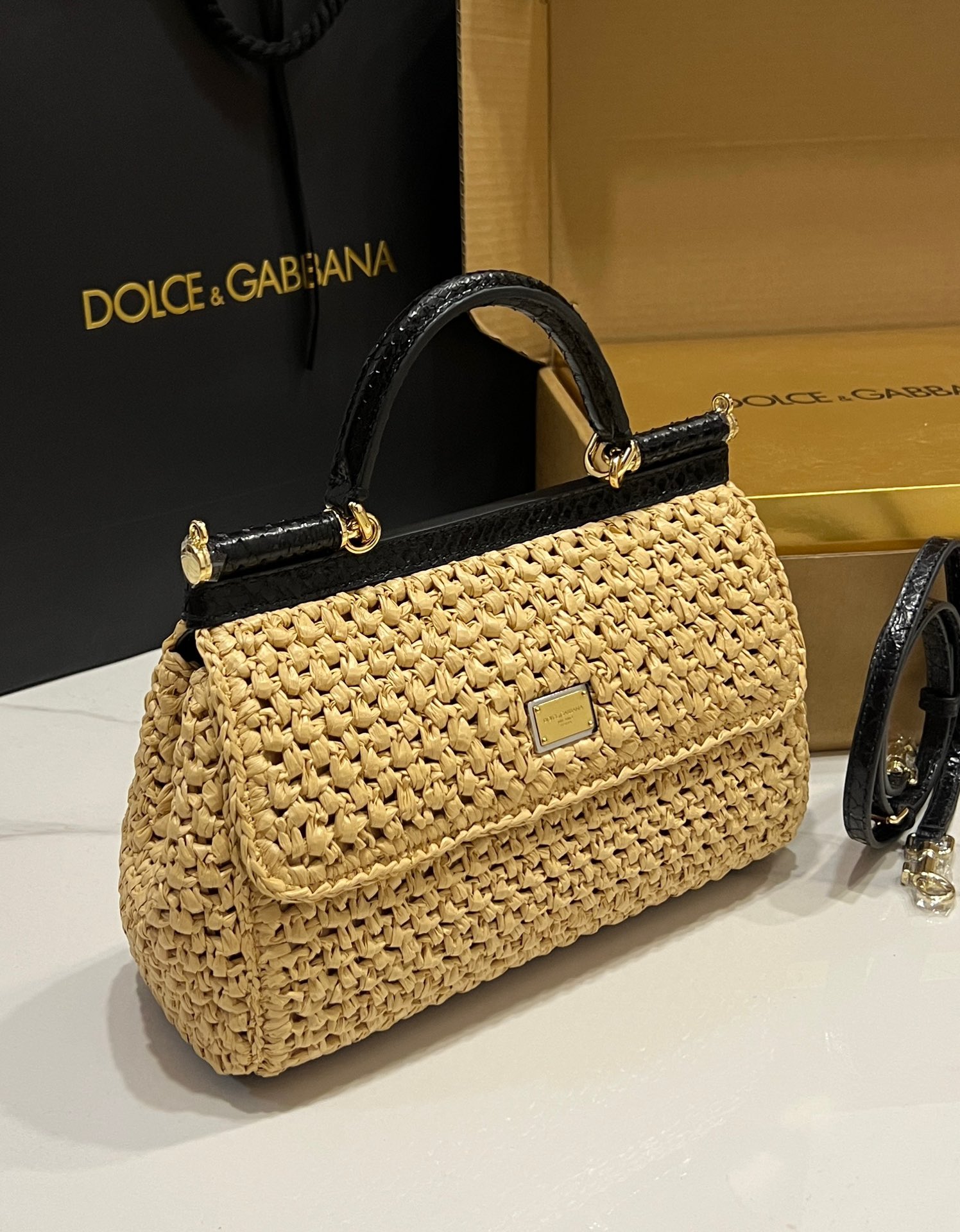 [TOP] Dolce & Gabbana D&G Sicily Bag 19x13x6cm/25x17x9cm - Apricot