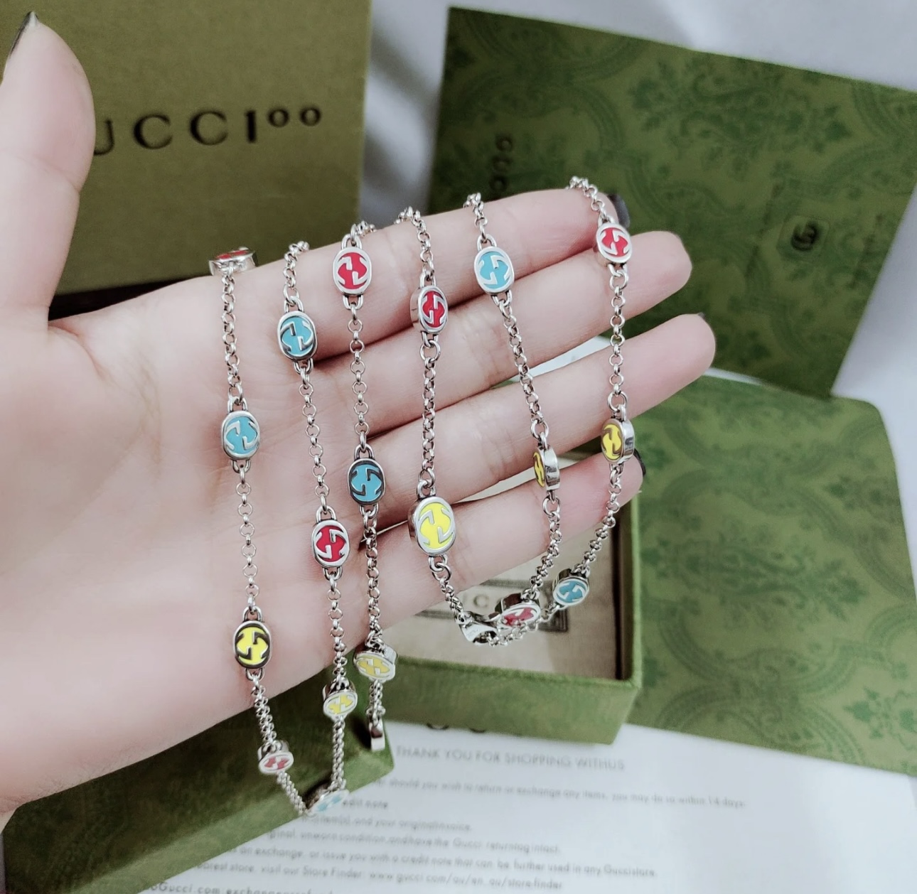 [TOP] GUCCI Necklace + Bracelet - Silver