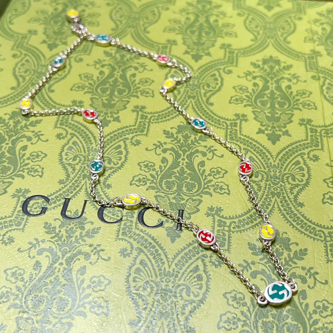 [TOP] GUCCI Necklace + Bracelet - Silver
