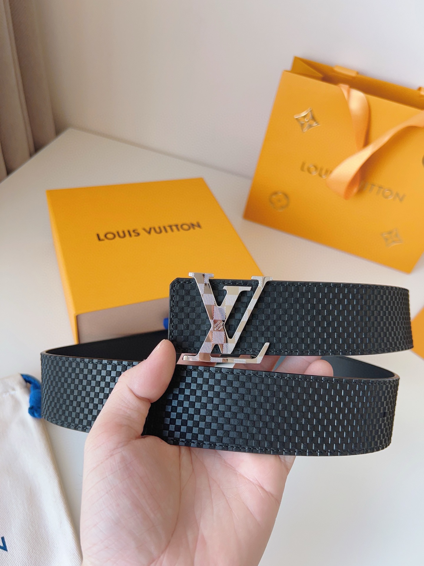 [TOP] Louis Vuitton LV Damier Reversible Belt - 4.0CM
