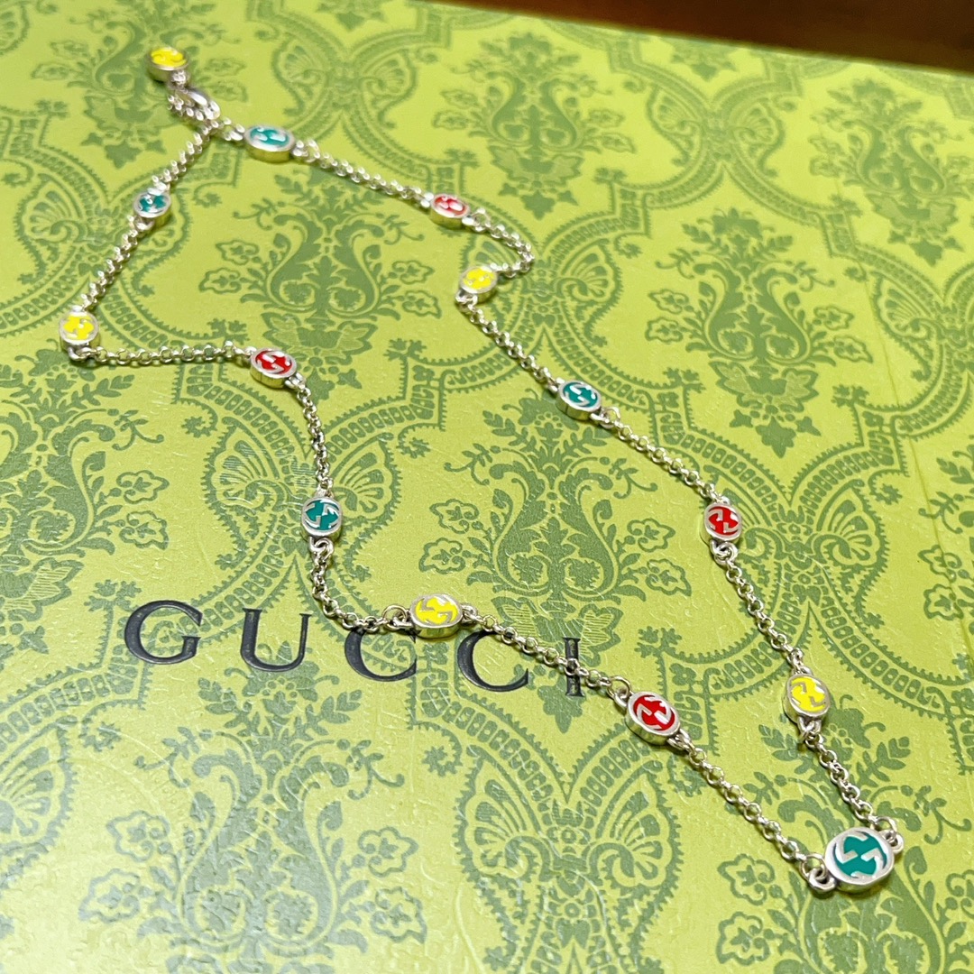 [TOP] GUCCI Necklace + Bracelet - Silver