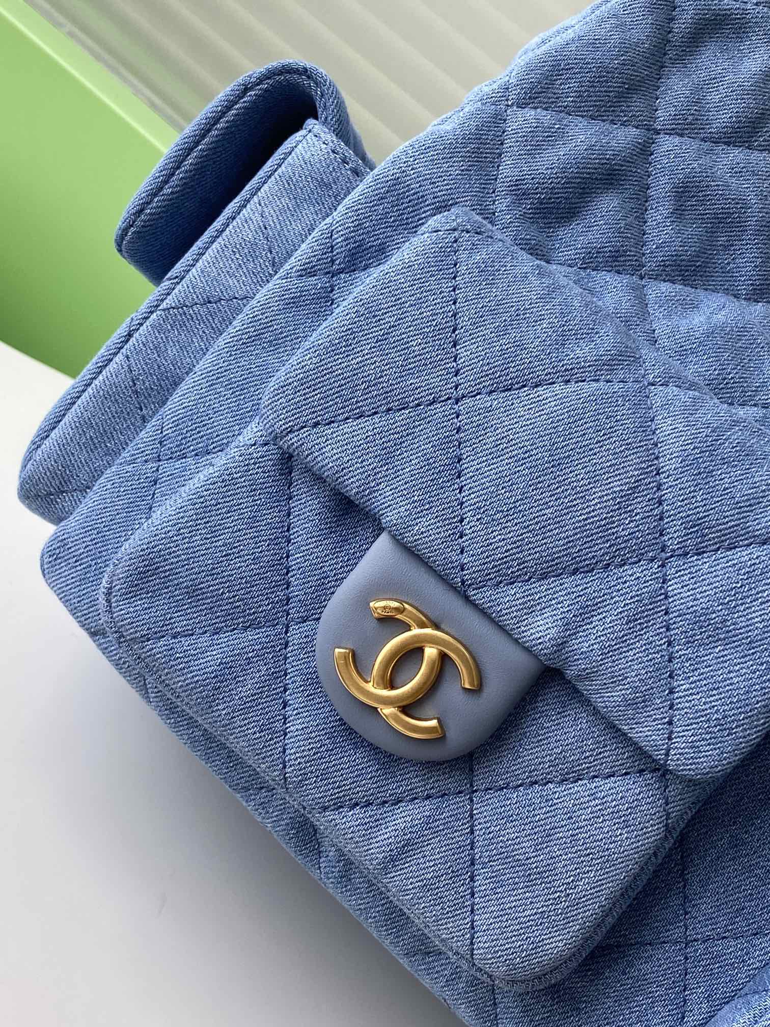 [TOP] CHANEL Hobo Bag Lambskin/Denim 22x31x15cm/27x35x18cm - Denim Blue