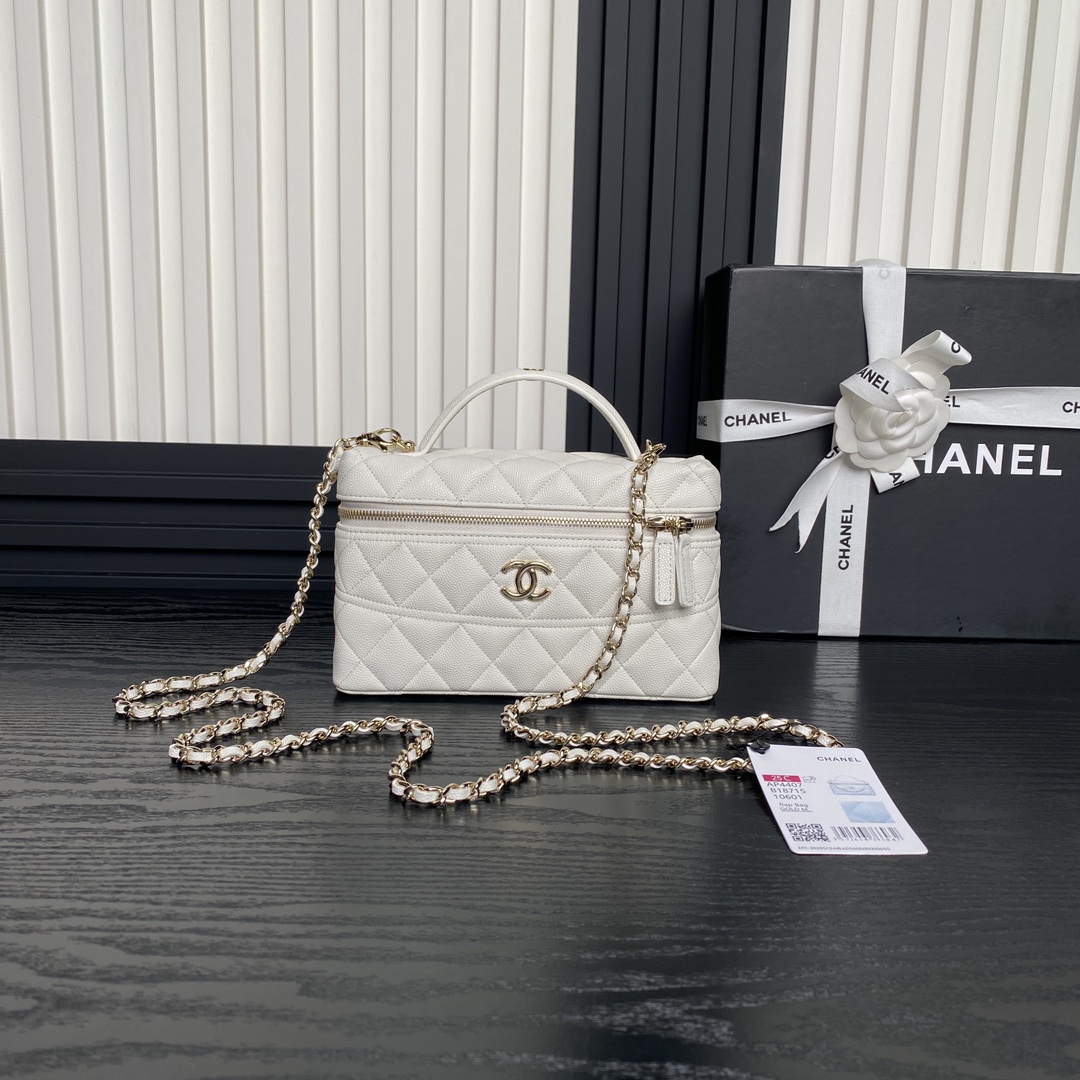 [TOP] CHANEL Vanity Case Calfskin 17×19.5×5cm - 2 Color