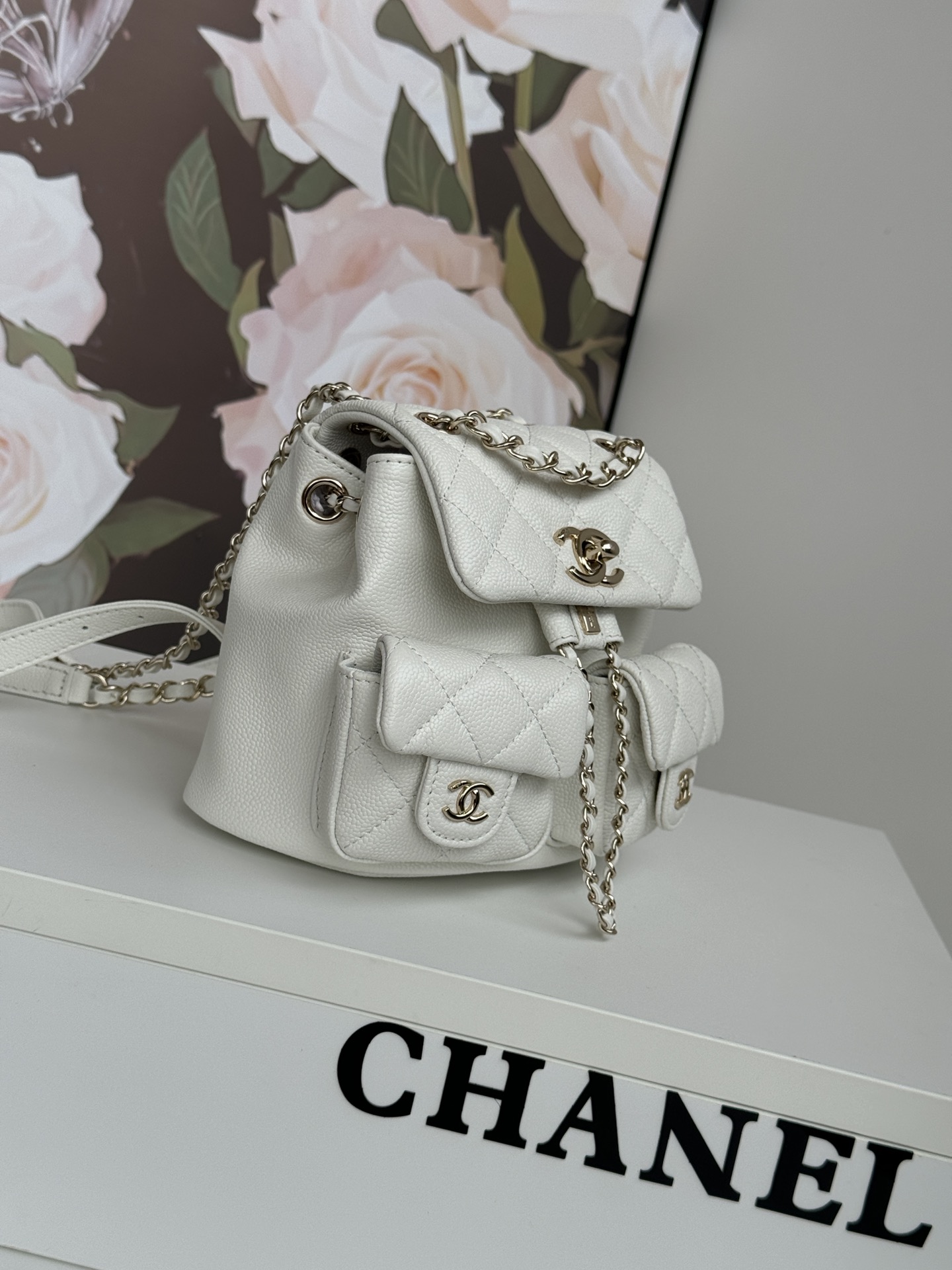 [TOP] CHANEL Duma Backpack Bag Lychee Pattern Cowhide 17.5x16.5x10cm/21x20x12cm - 6 Color