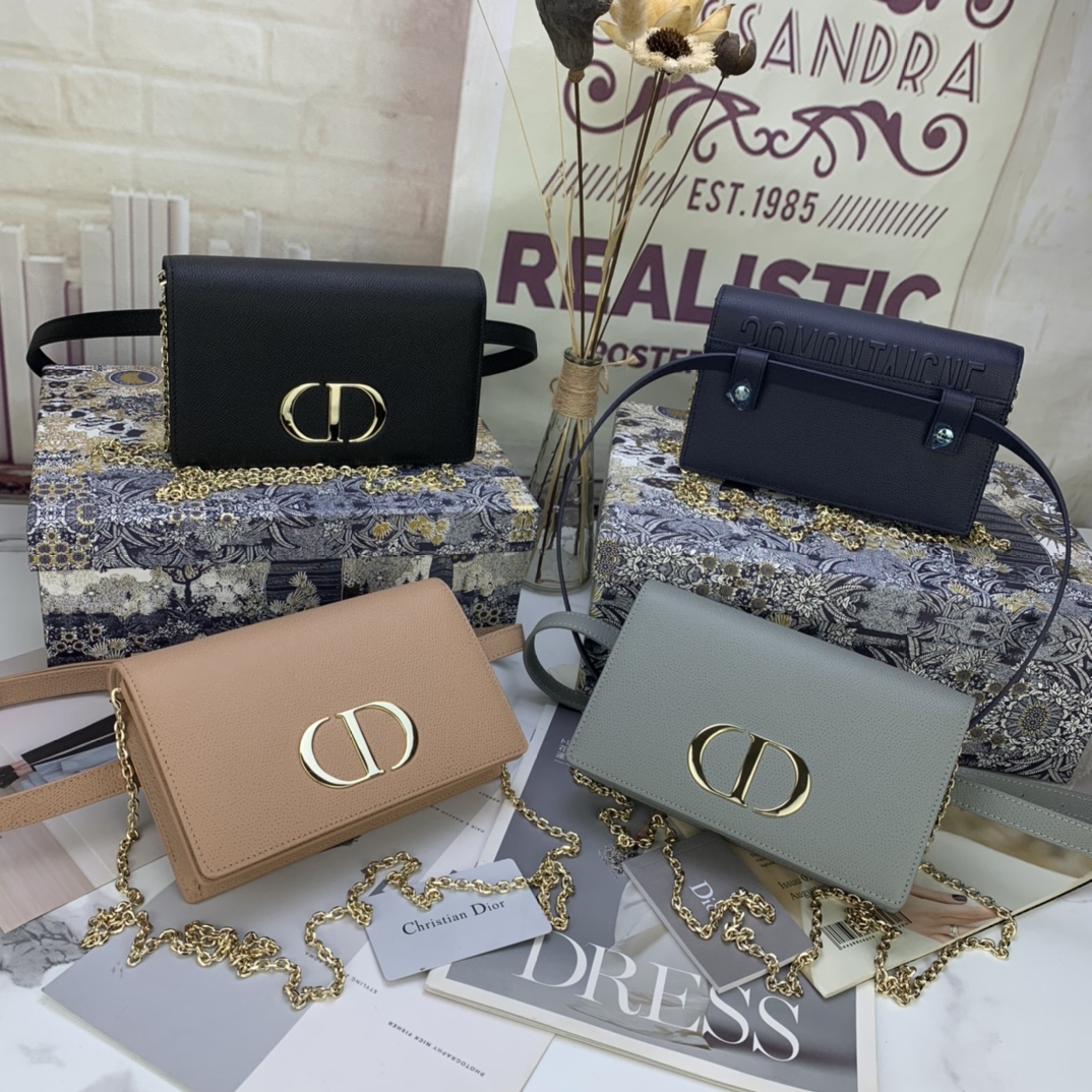 [TOP] Christian Dior Cowhide 30 Montaigne Bag 19*12.5*4 cm - 3 Colors&GHW