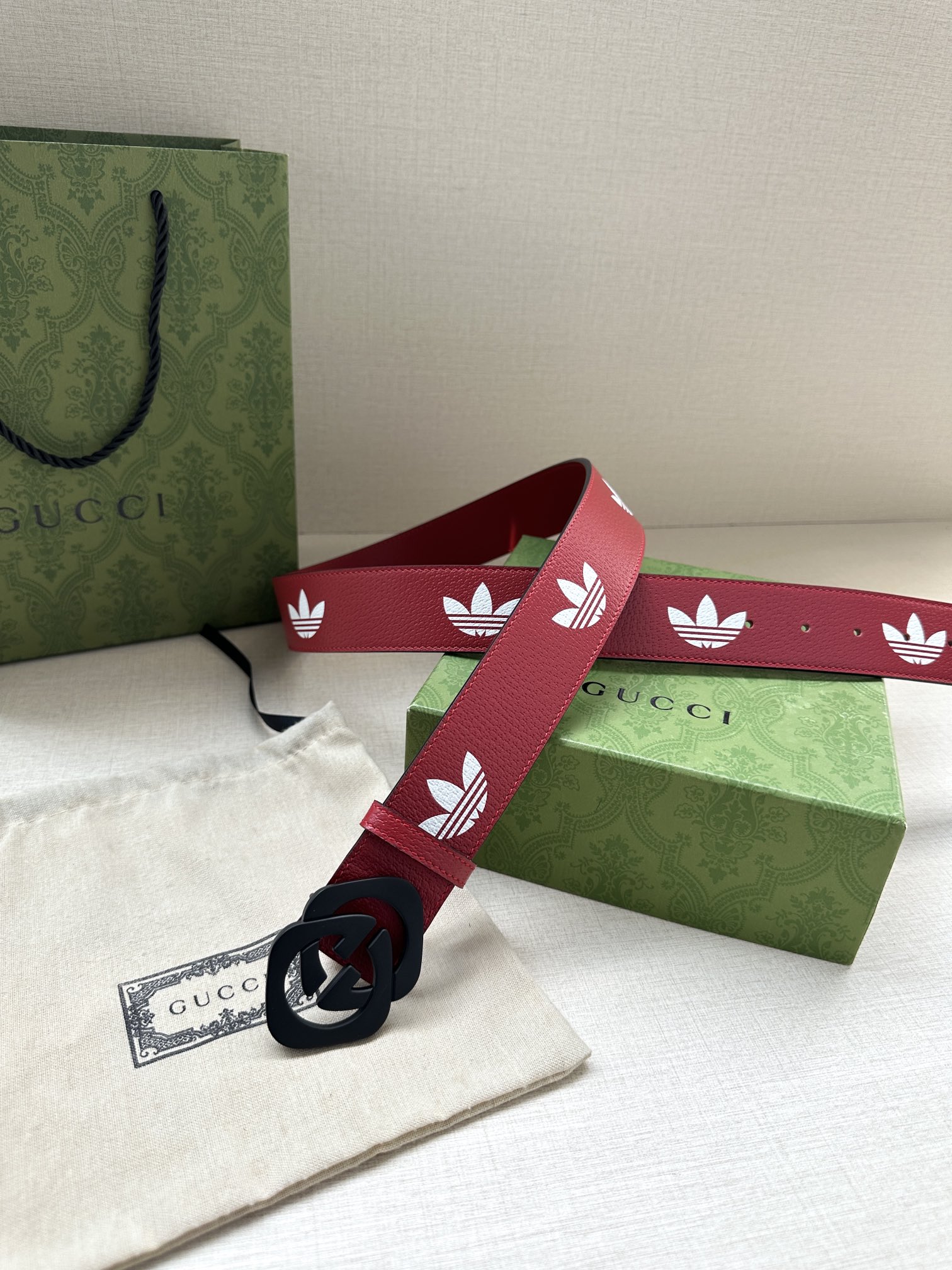 [TOP] GUCCI x Adidas GG Belt with Trefoil Print - 4.0cm
